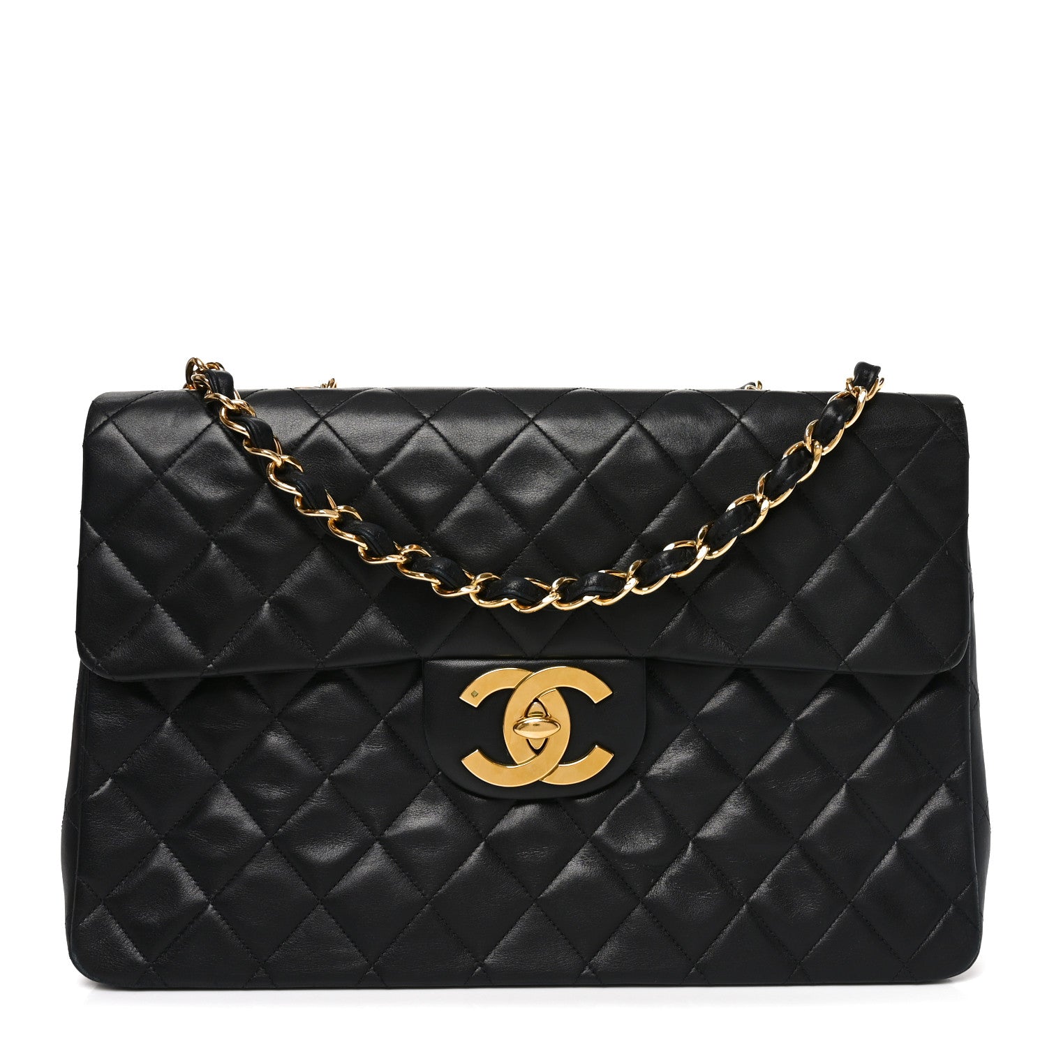Chanel Lambskin Quilted XL Jumbo Single Flap Black 1906476