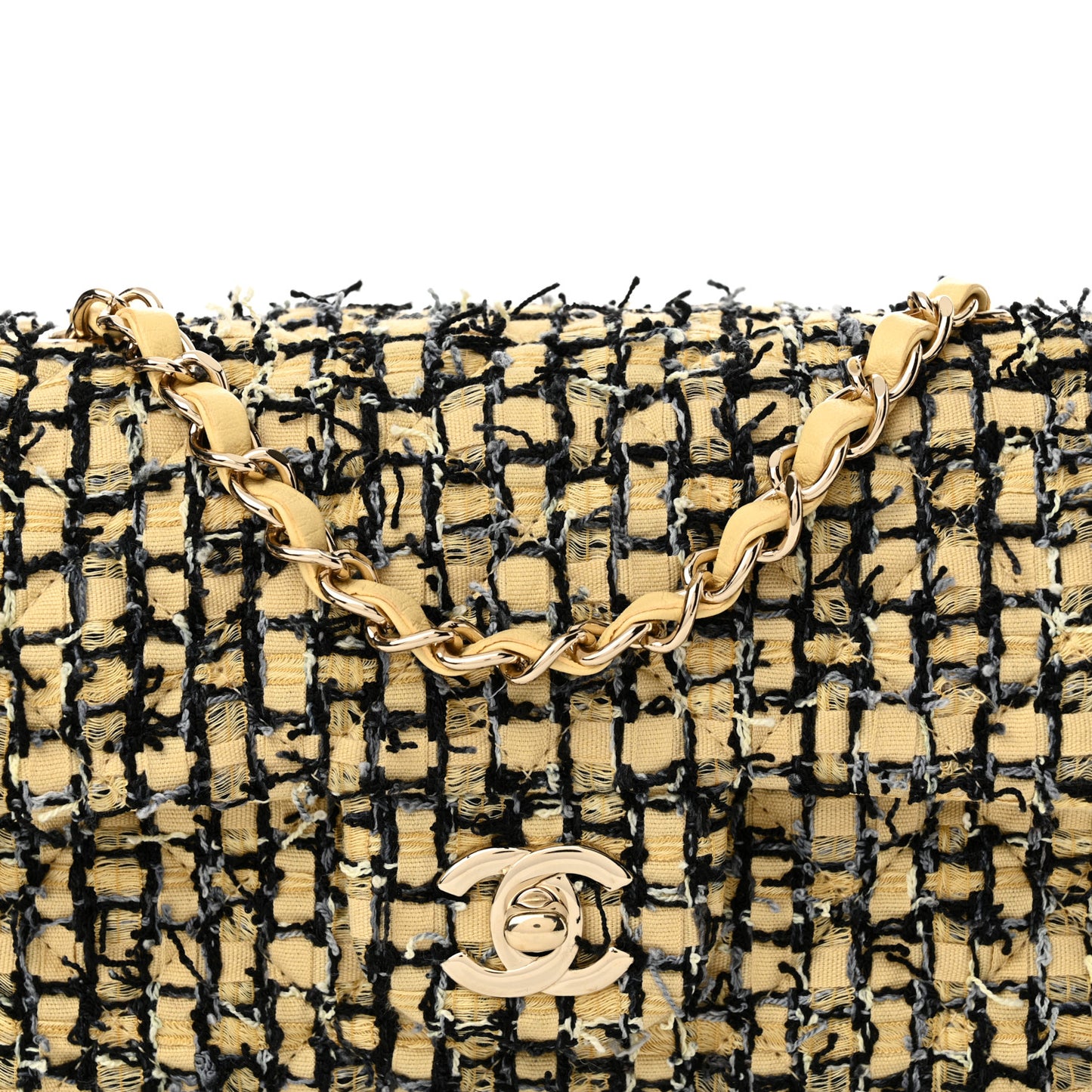 Tweed Quilted Mini Rectangular Flap Yellow Black