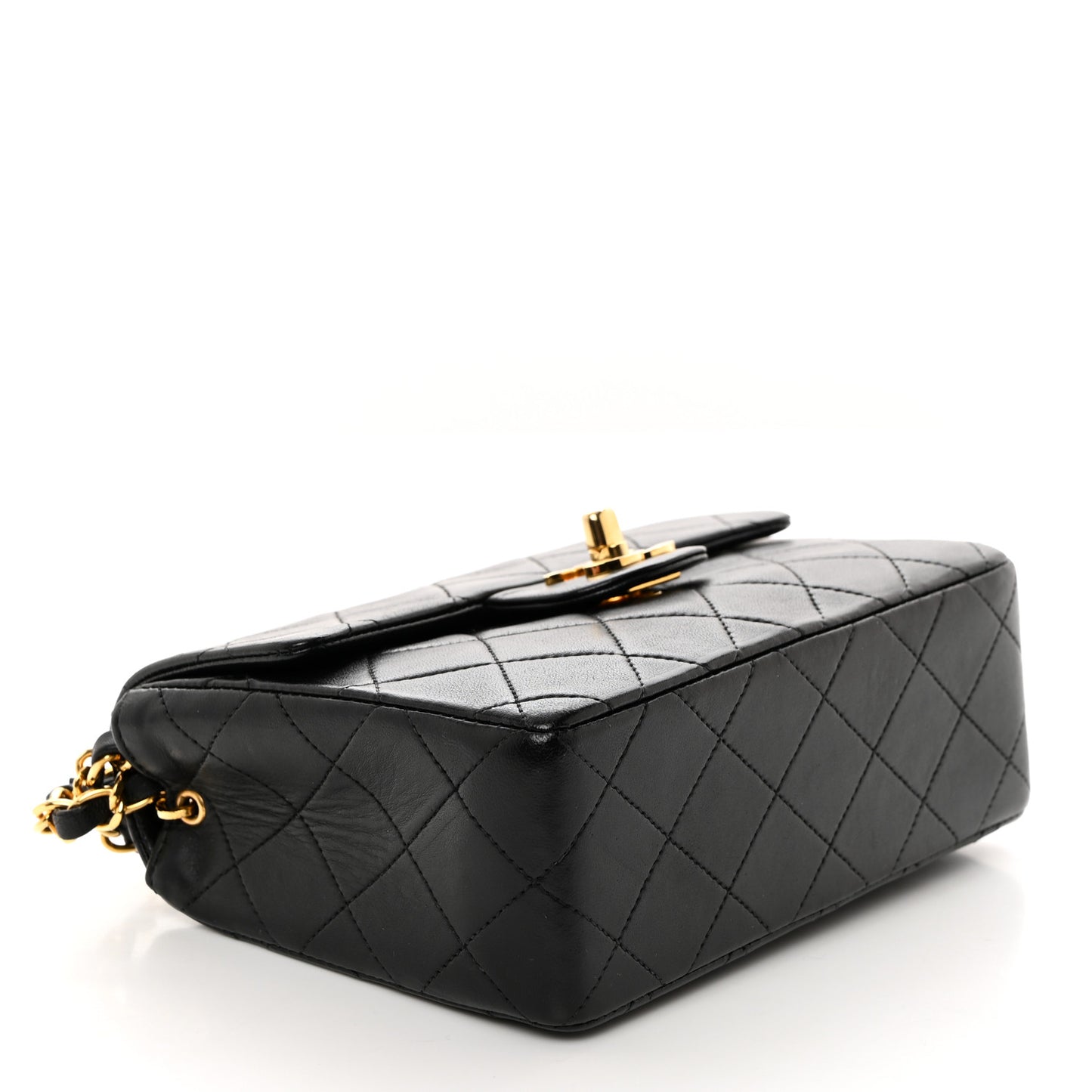 Lambskin Quilted Mini Square Flap Bag Black