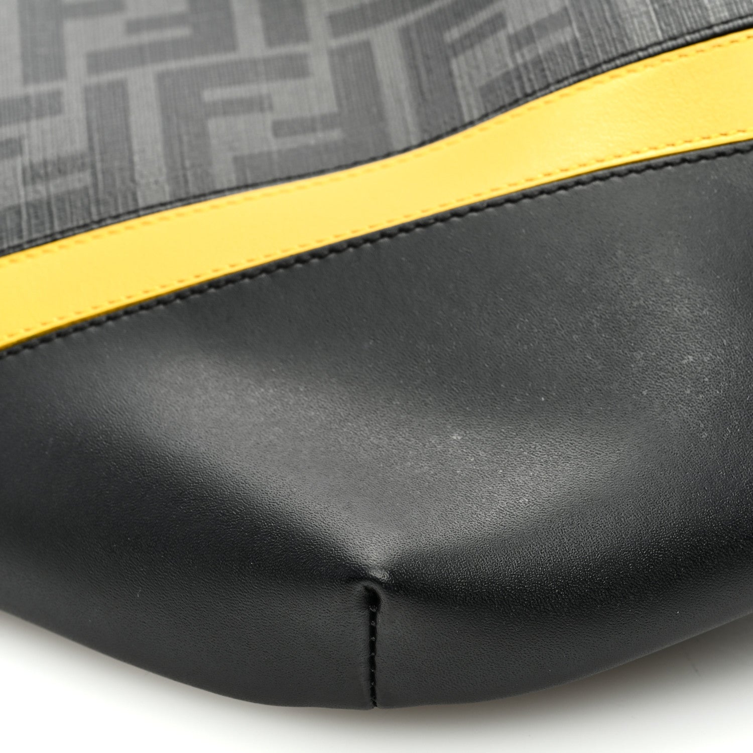 Fendi Glazed Fabric Vitello Liberty FF 1974 Diagonal Belt Bag Black Sunflower 10 of 10