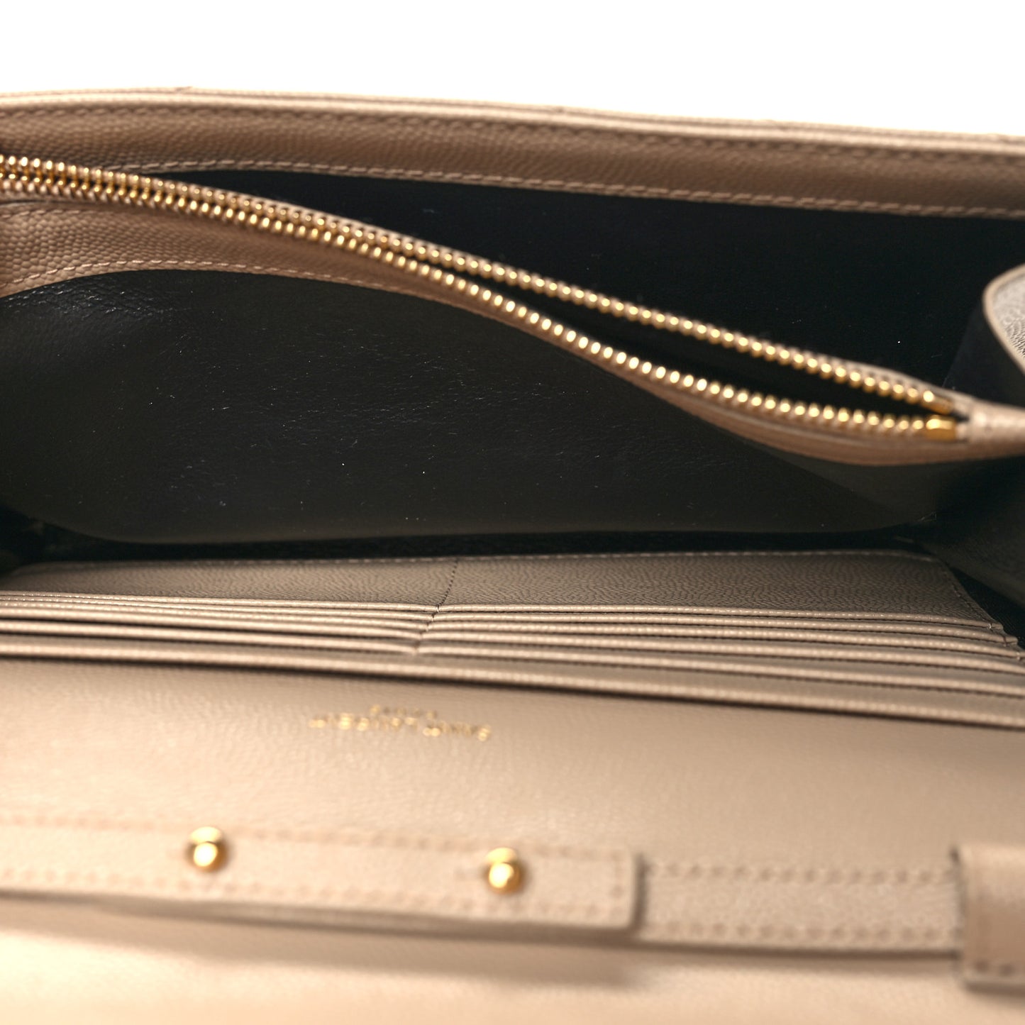 Grain De Poudre Matelasse Chevron Monogram Chain Wallet Dark Beige