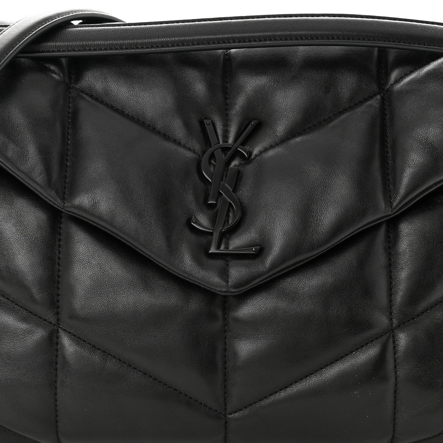 Saint Laurent Lambskin Quilted Monogram Monochrome Medium Loulou Puffer Chain Satchel Black 8 of 11