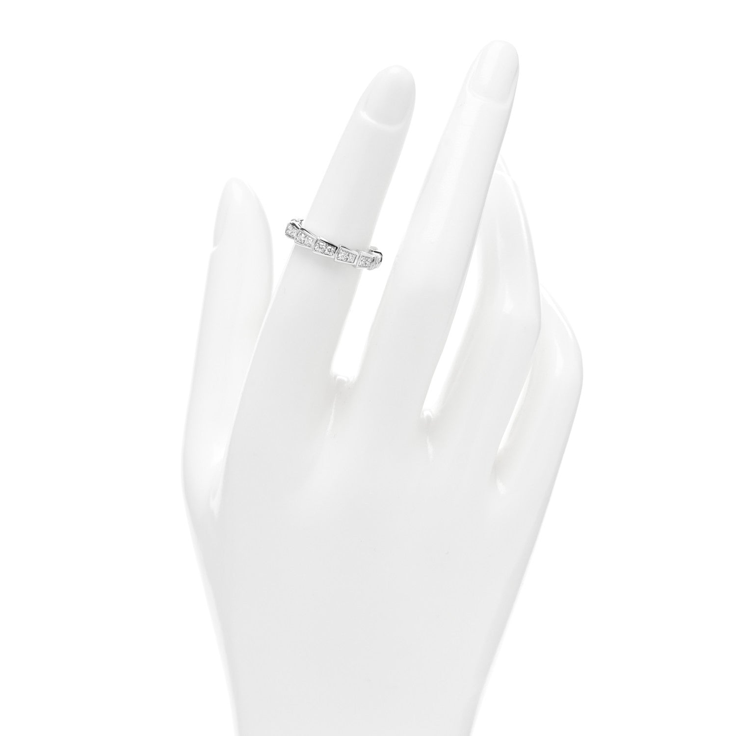 Bulgari 18K White Gold Diamond Serpenti Viper Band Ring 49 4.75 2 of 5