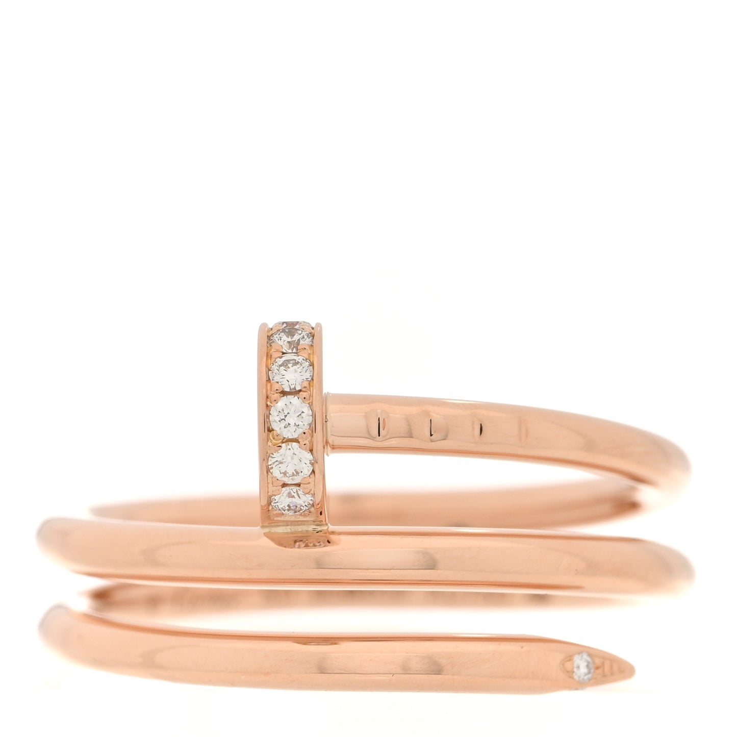 18K Pink Gold Diamond Double Juste Un Clou Ring 50 5.25