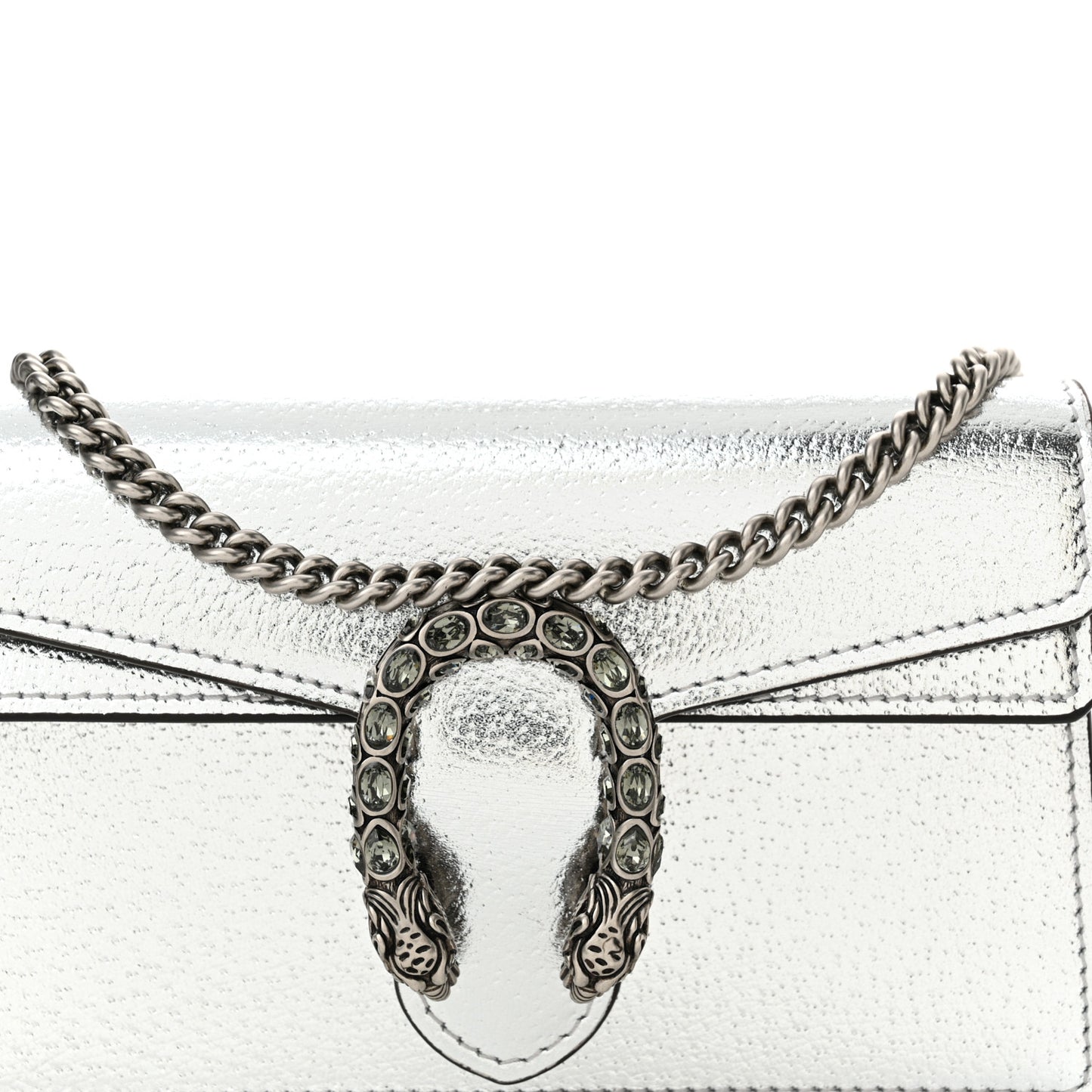Metallic Calfskin Super Mini Dionysus Shoulder Bag Silver
