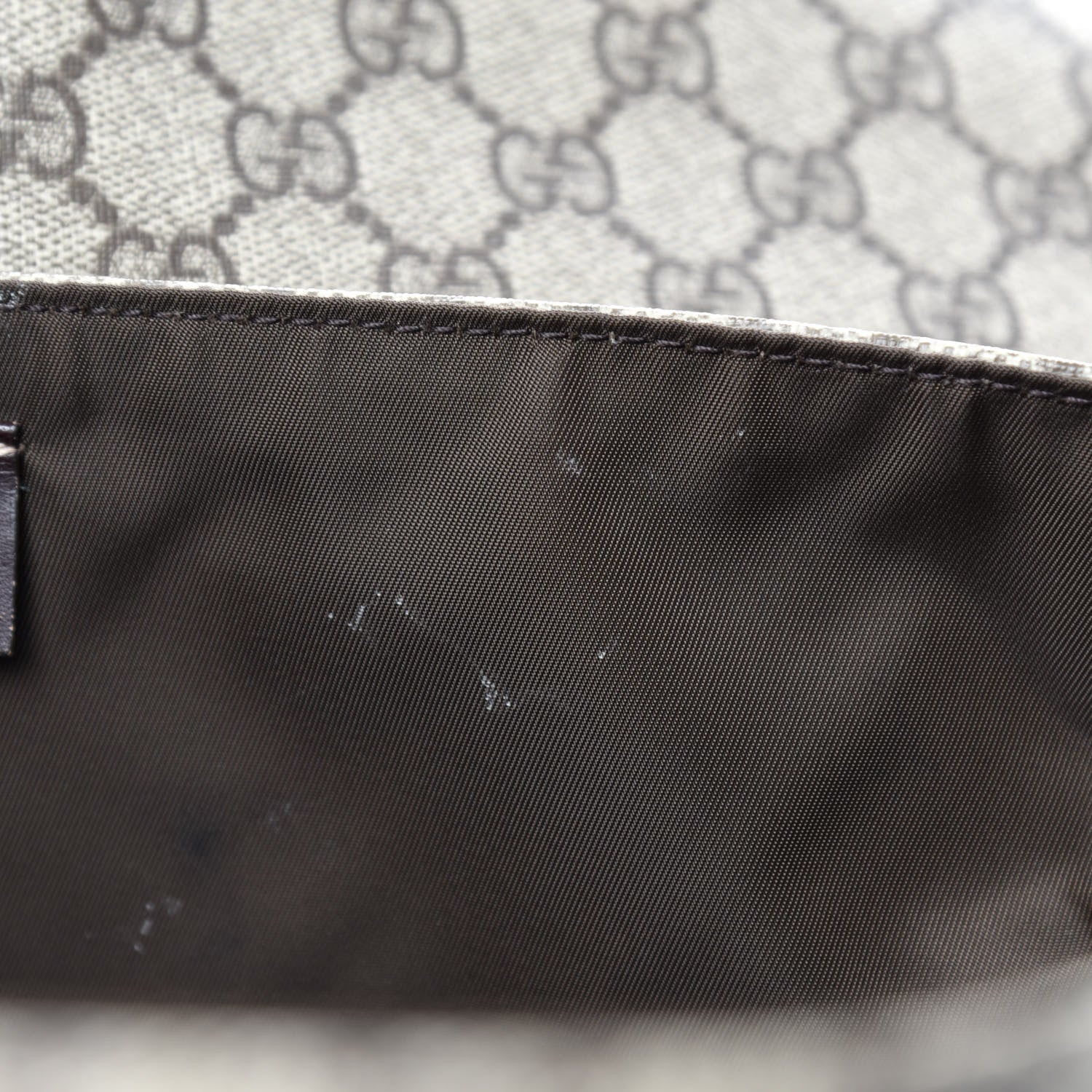 Gucci GG Supreme Monogram Selleria Calfskin Messenger Diaper Bag Beige Ebony Cocoa Dark Chocolate 10 of 13