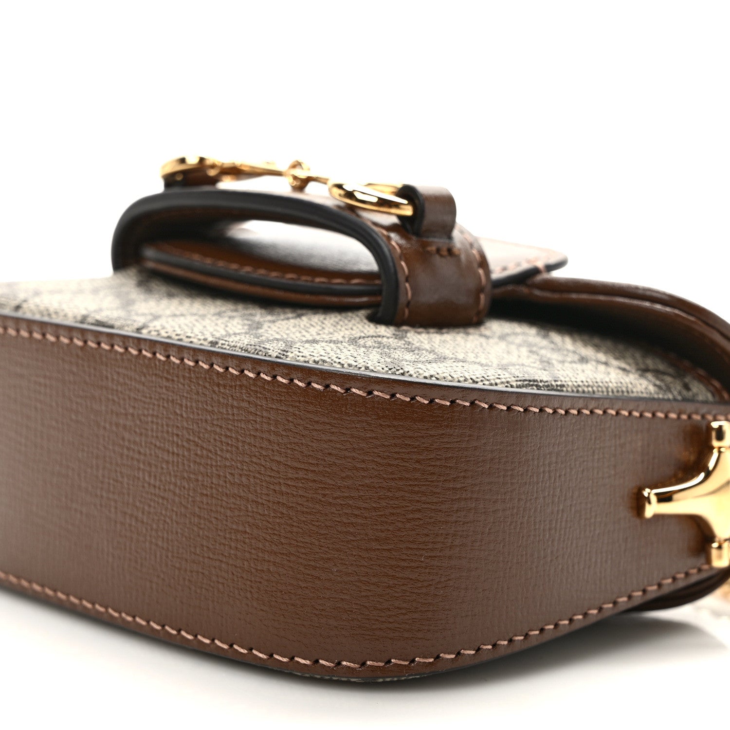 Gucci GG Supreme Monogram Azalea Calfskin Web Horsebit 1955 Wallet On Strap Beige Ebony Brown Sugar 8 of 9