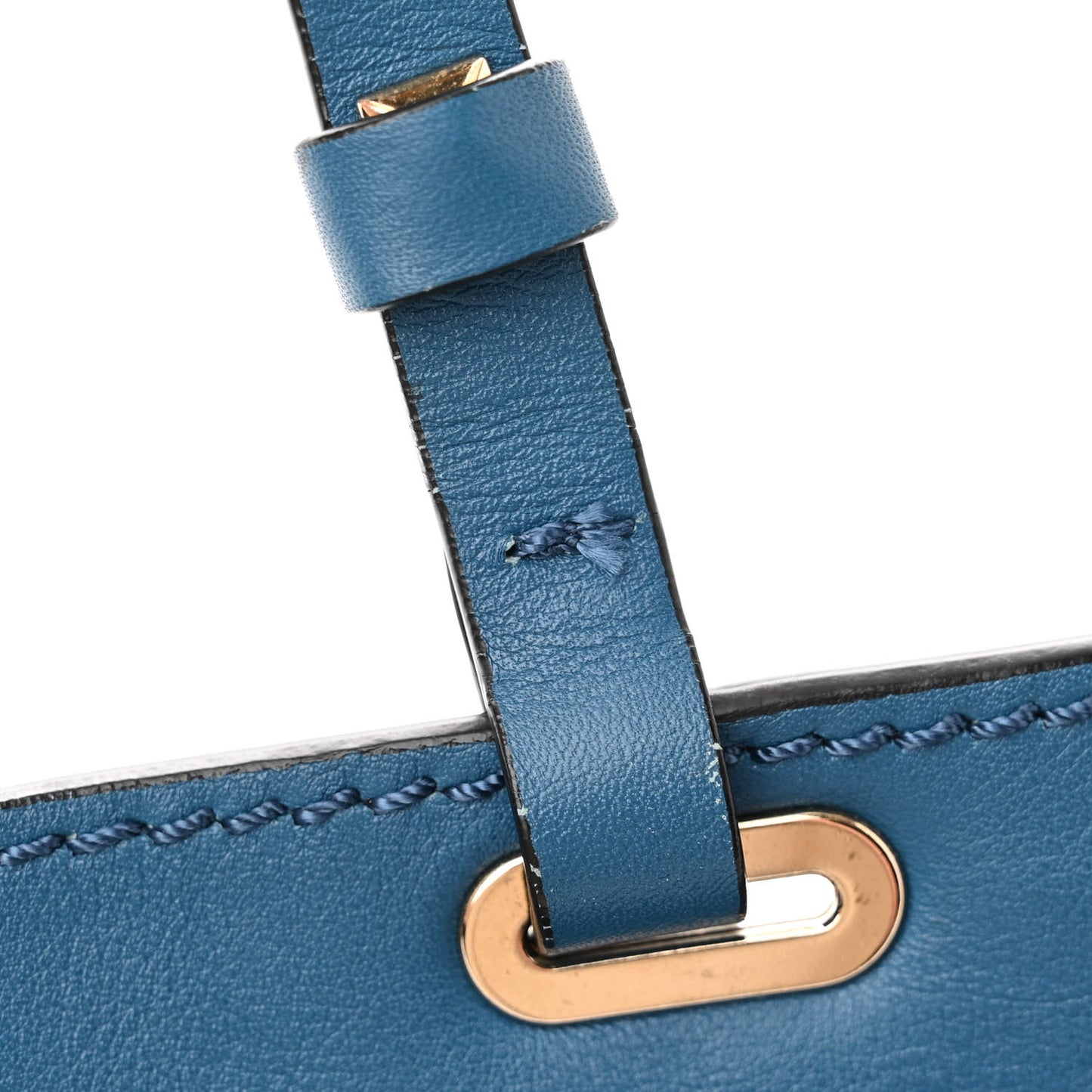 Vitello Small Rockstud Tote Blue Delft