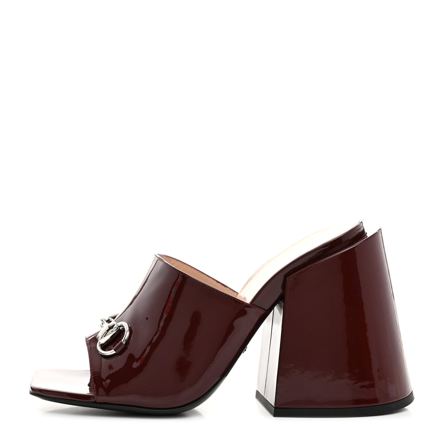 Patent Lexi Horsebit High-Heel Slide Sandals 39 Bordeaux
