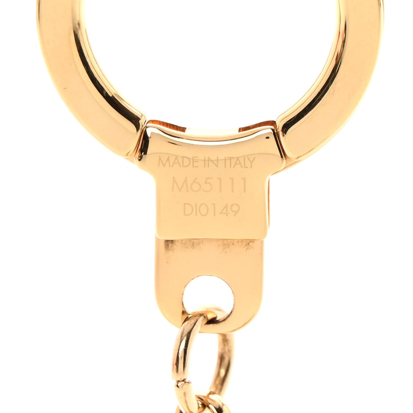 Brass Enamel Fleur De Monogram Bag Charm Chain Gold