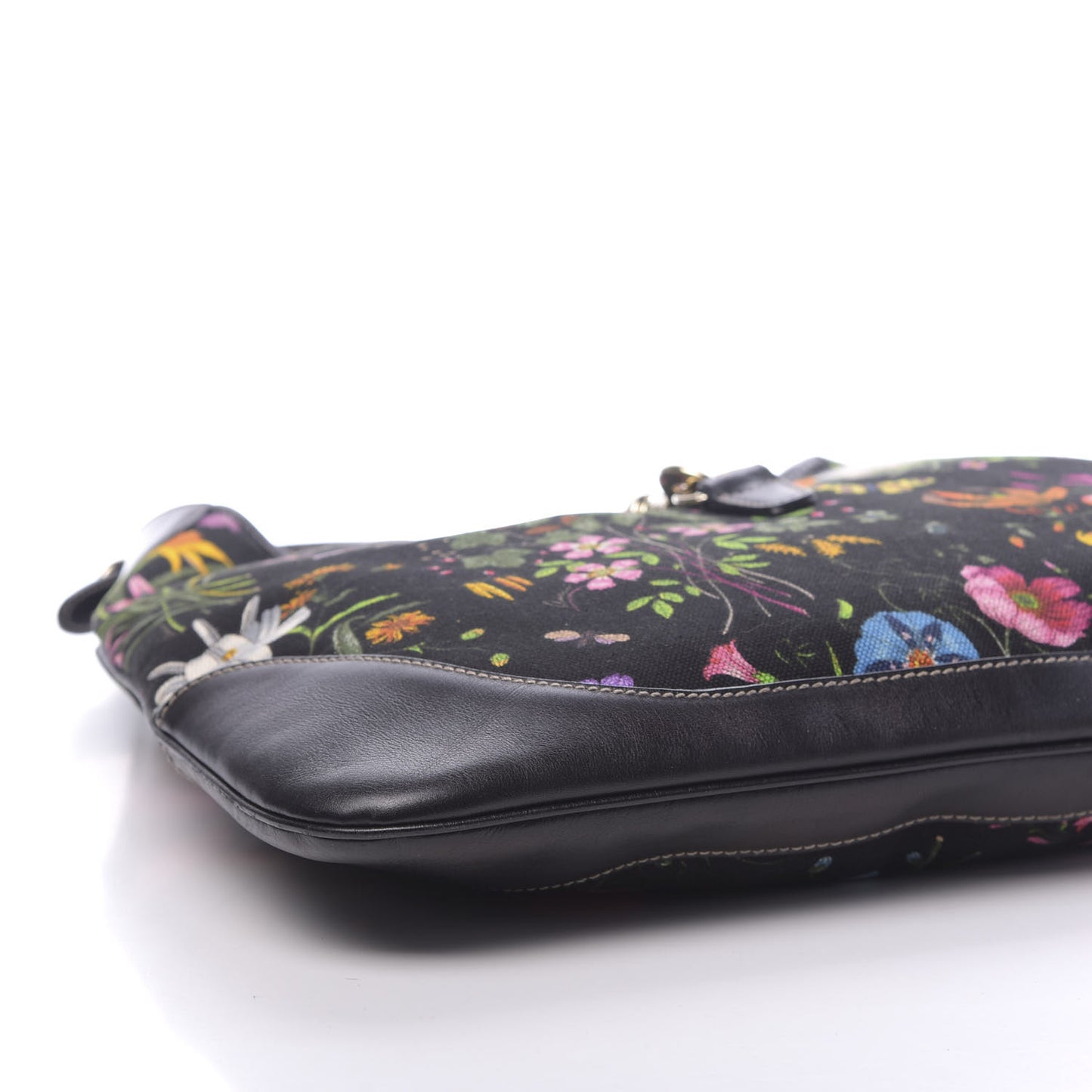 Canvas Floral Flora Large Jackie O Bouvier Hobo Black