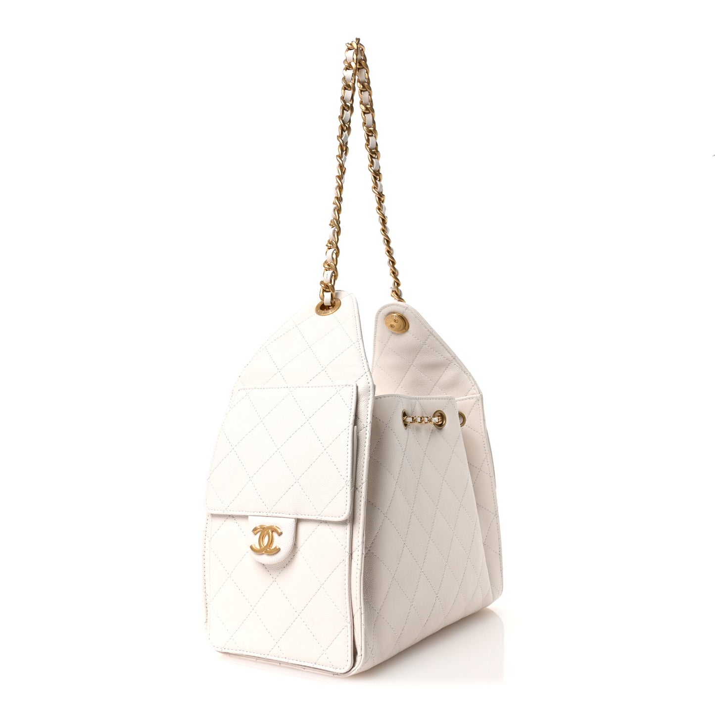 Caviar Quilted Small Chanel 25 Handbag White