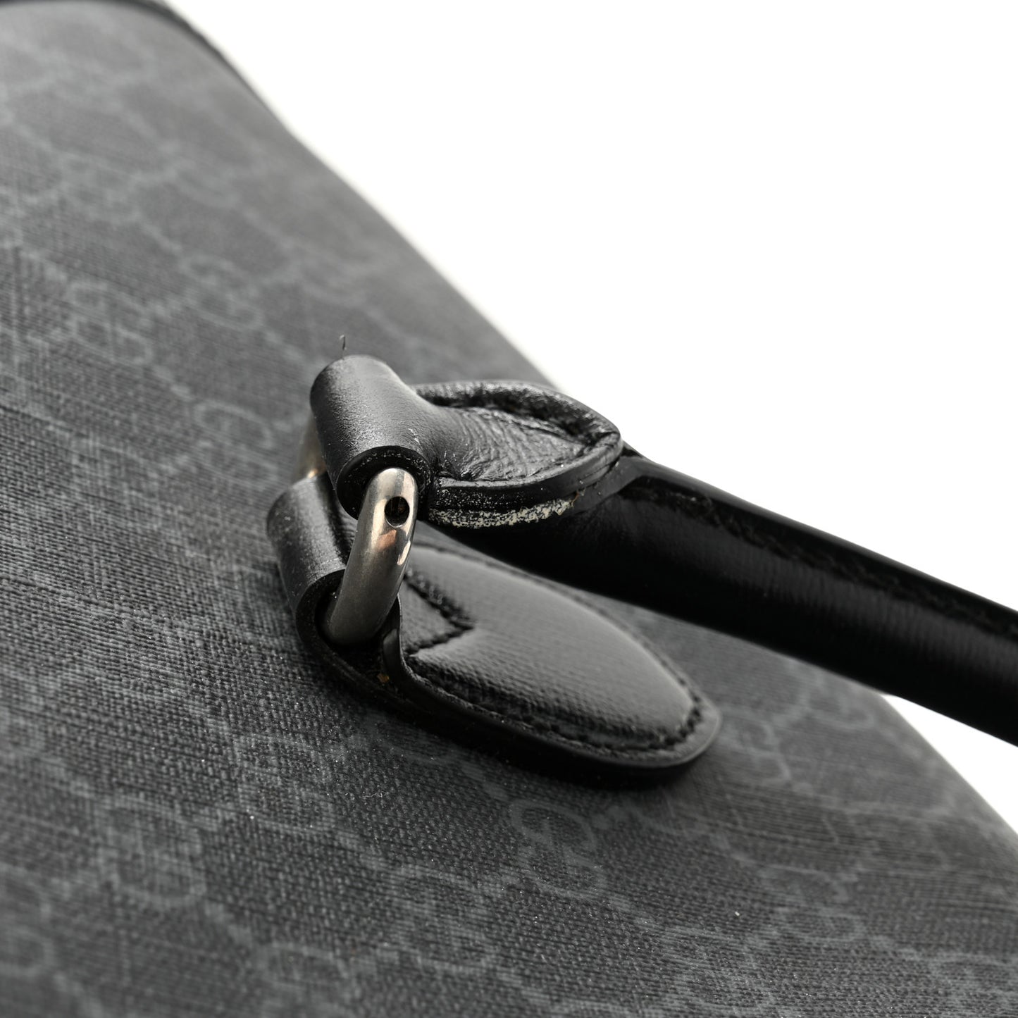 GG Supreme Monogram Azalea Calfskin Retro Interlocking G Large Duffle Bag Black Grey