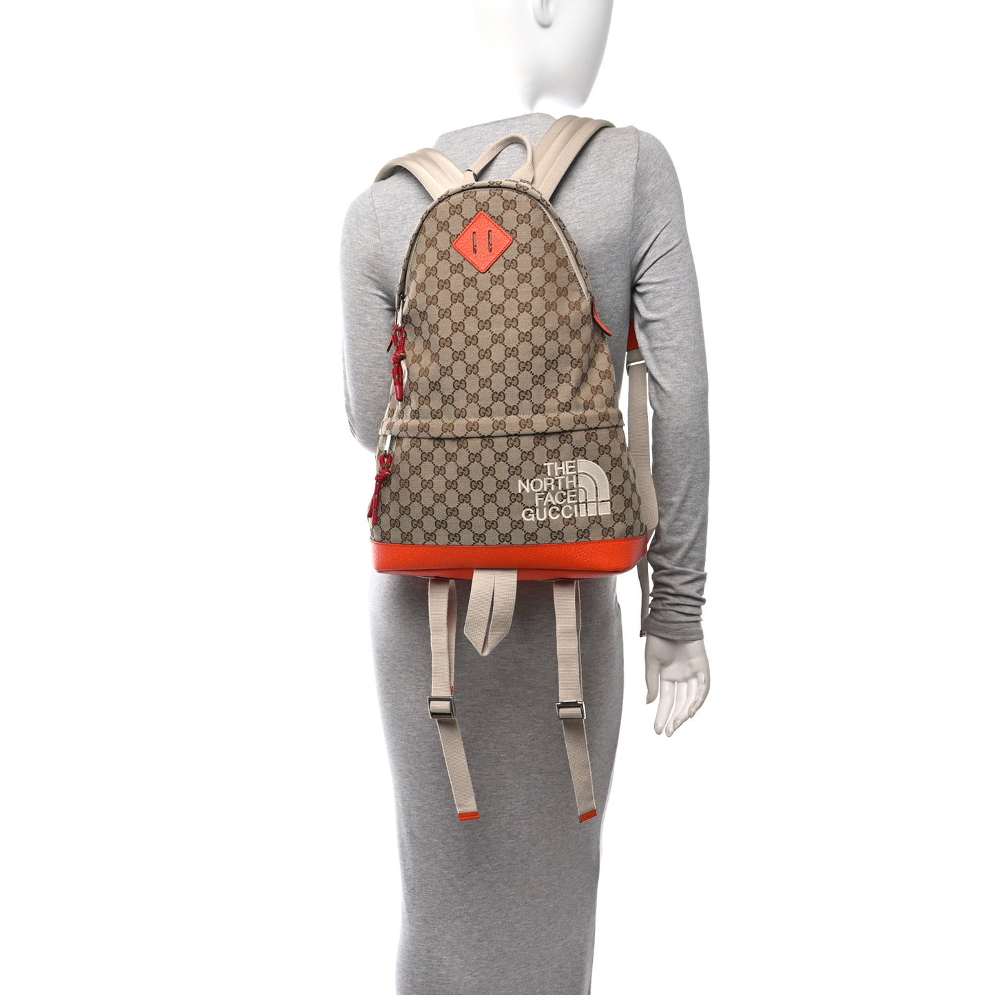 X THE NORTH FACE Monogram Textured Dollar Calfskin Embroidered Beige Ebony Mystic White Deep Orange