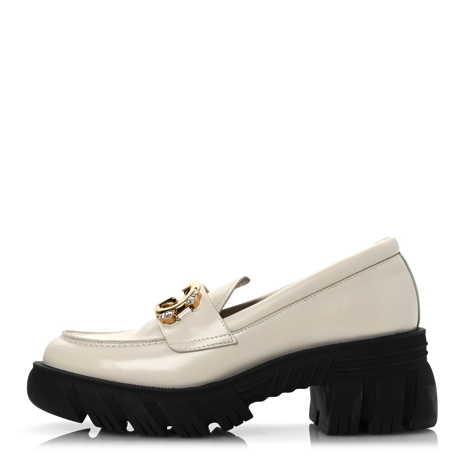 Gucci Magnum Calfskin Nappa Crystal Womens Interlocking G Platform