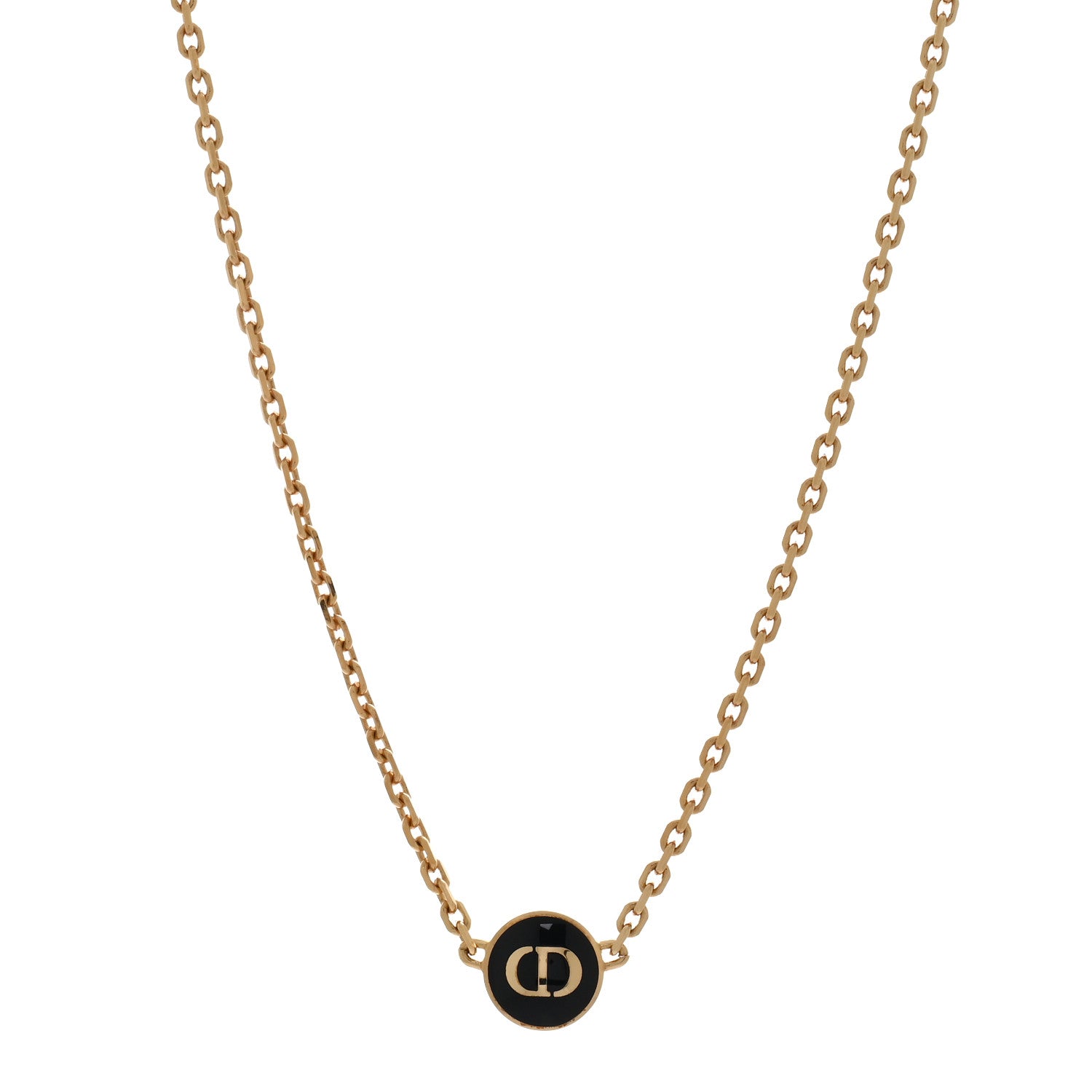 Christian Dior Metal CD Logo Necklace Gold Black 1776390