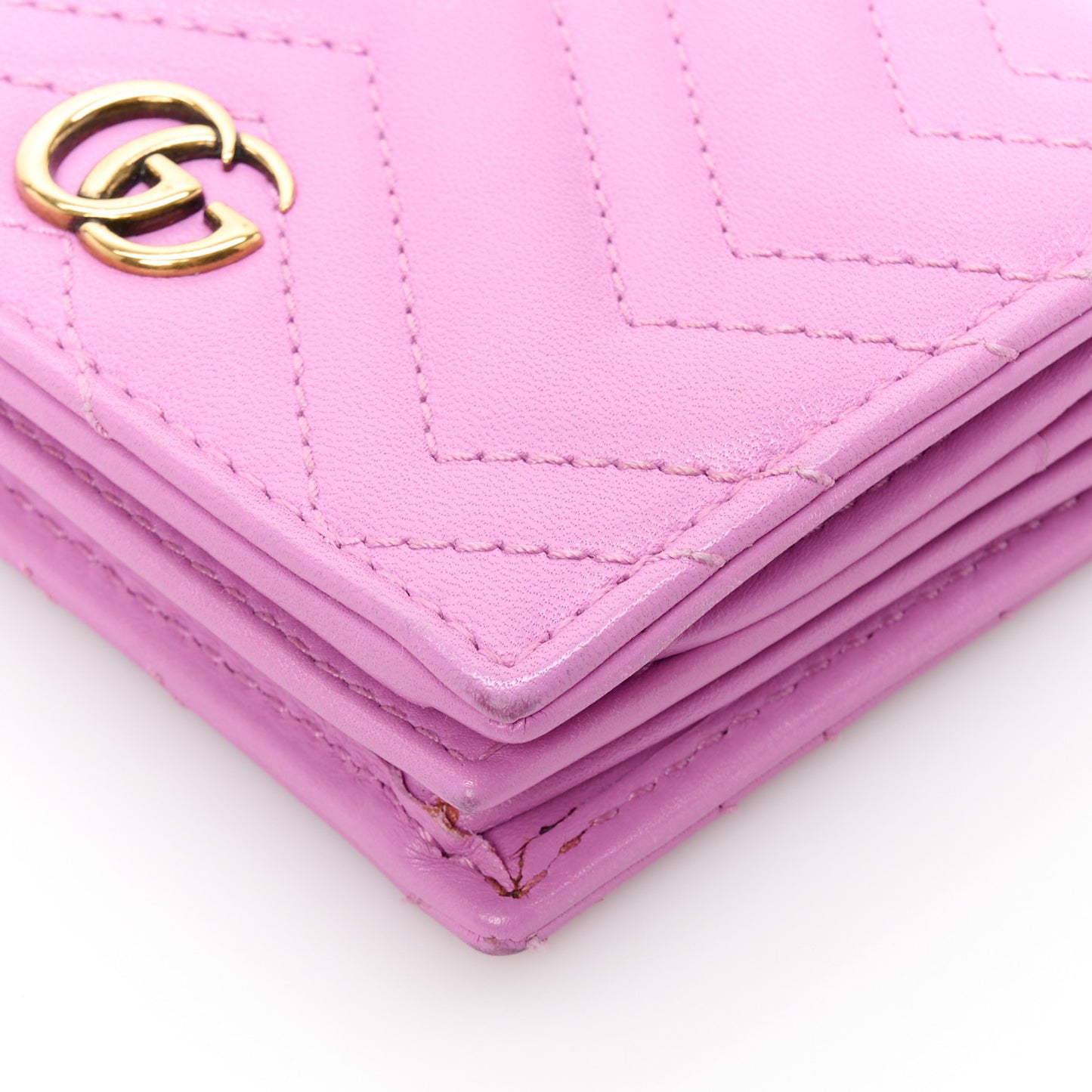 Calfskin Matelasse GG Marmont Card Case Candy Mousse