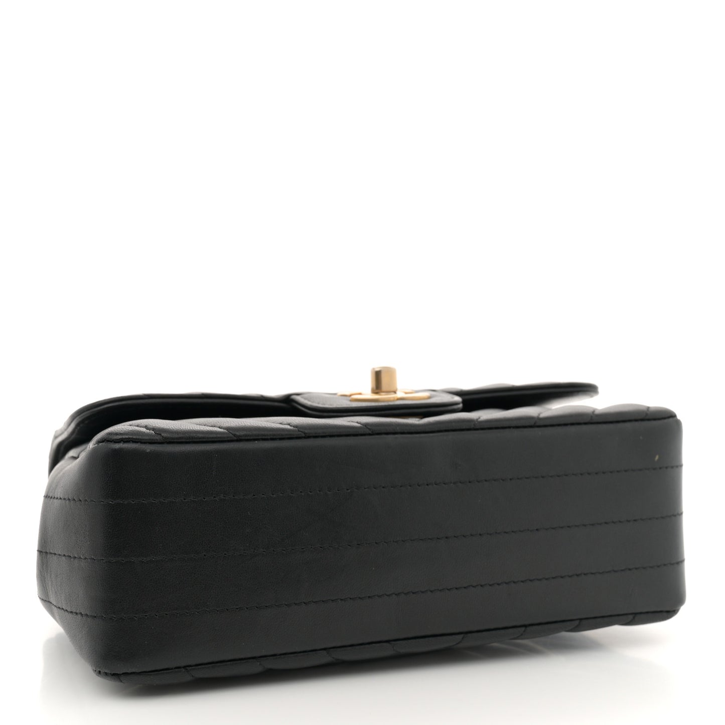 Lambskin Chevron Quilted Mini Rectangular Flap Black