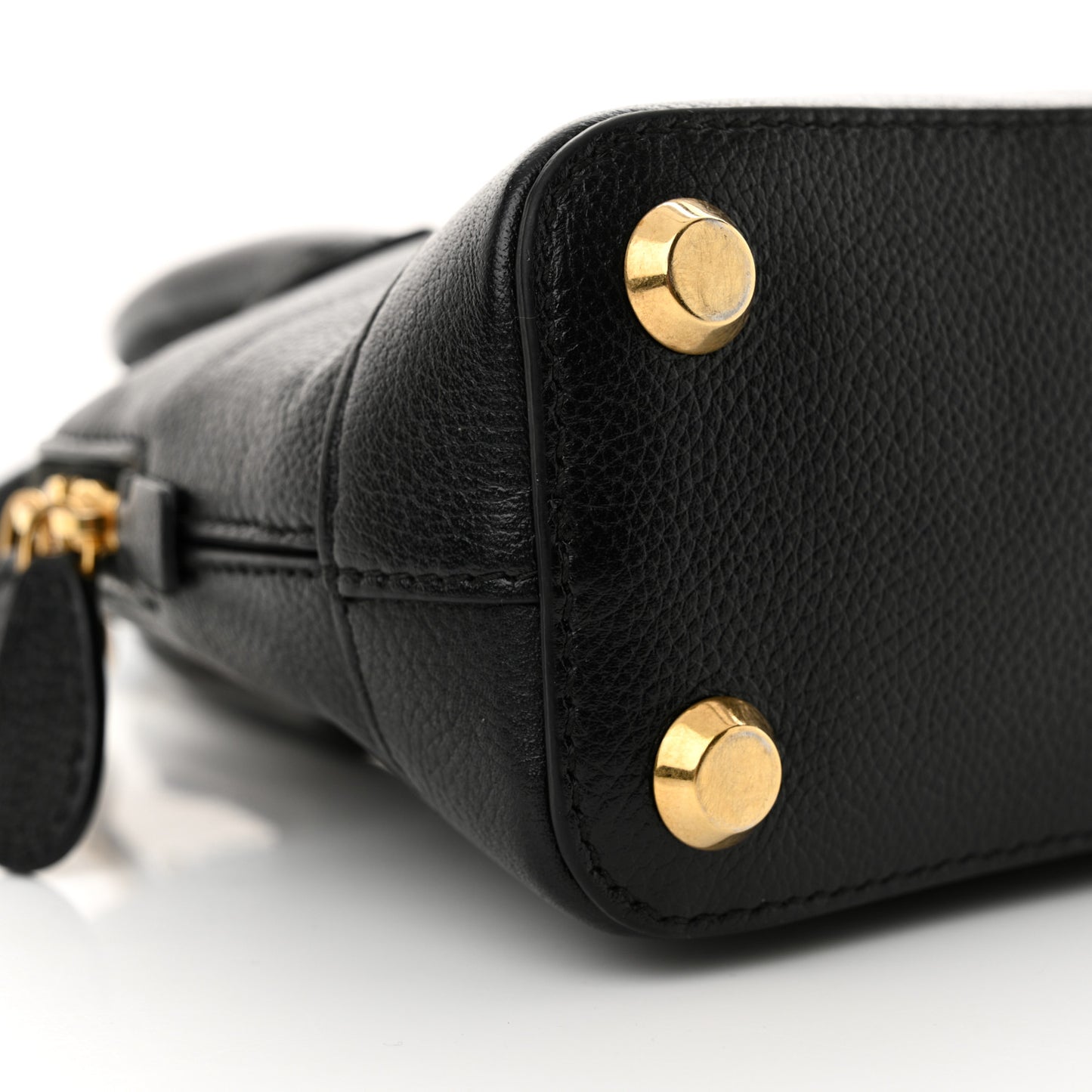 Signature Grained Calfskin XXS Ville Top Handle Bag Black White