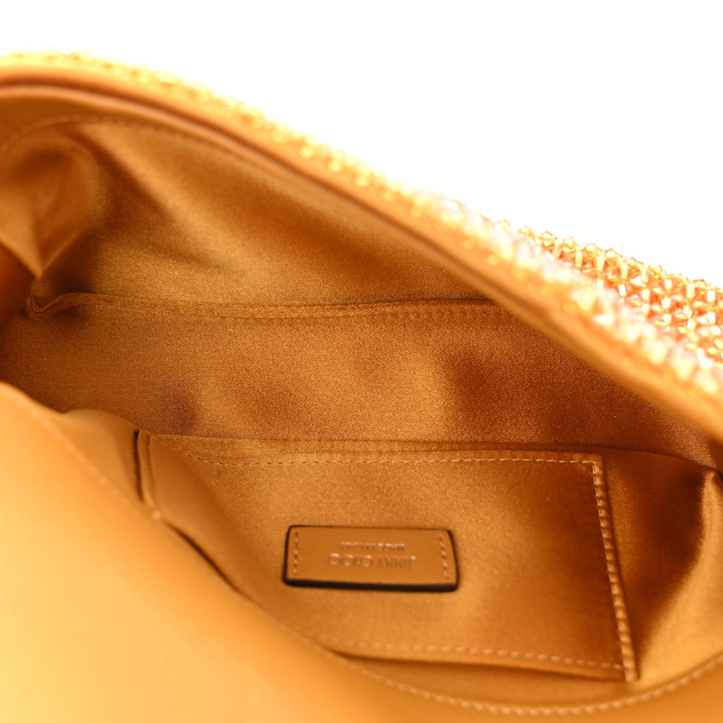 Satin Crystal Embroidered Fringe Mini Varenne Shoulder Bag Sunflower Light Gold