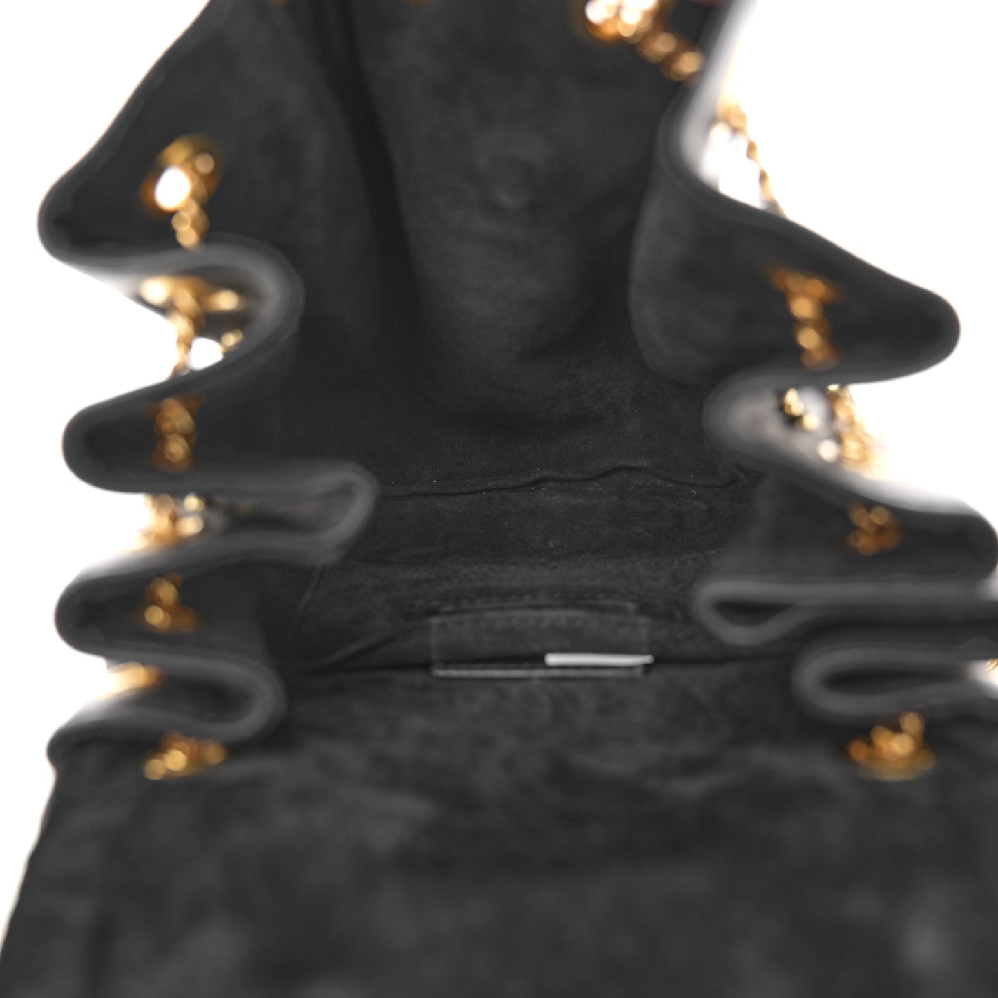 Nappa Studded Skull Box Chain Clutch Black Gold