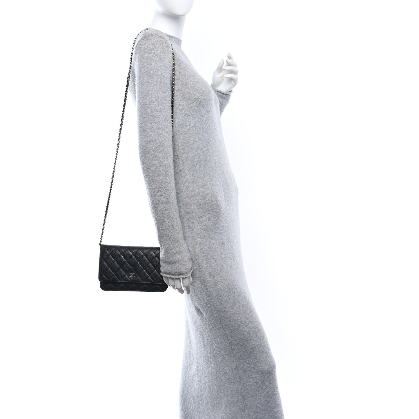 Caviar Quilted Wallet on Chain WOC Black