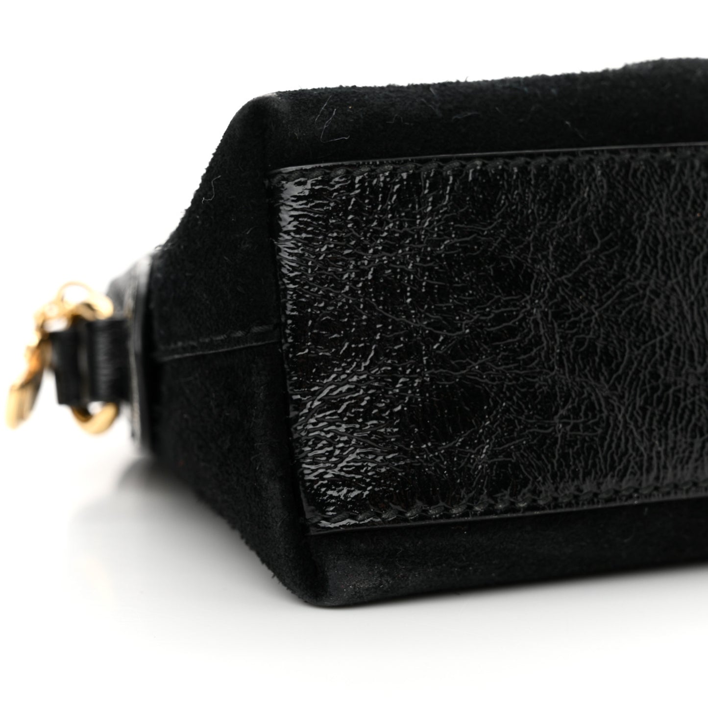 Suede Patent Web GG Small Ophidia Dome Shoulder Bag Black