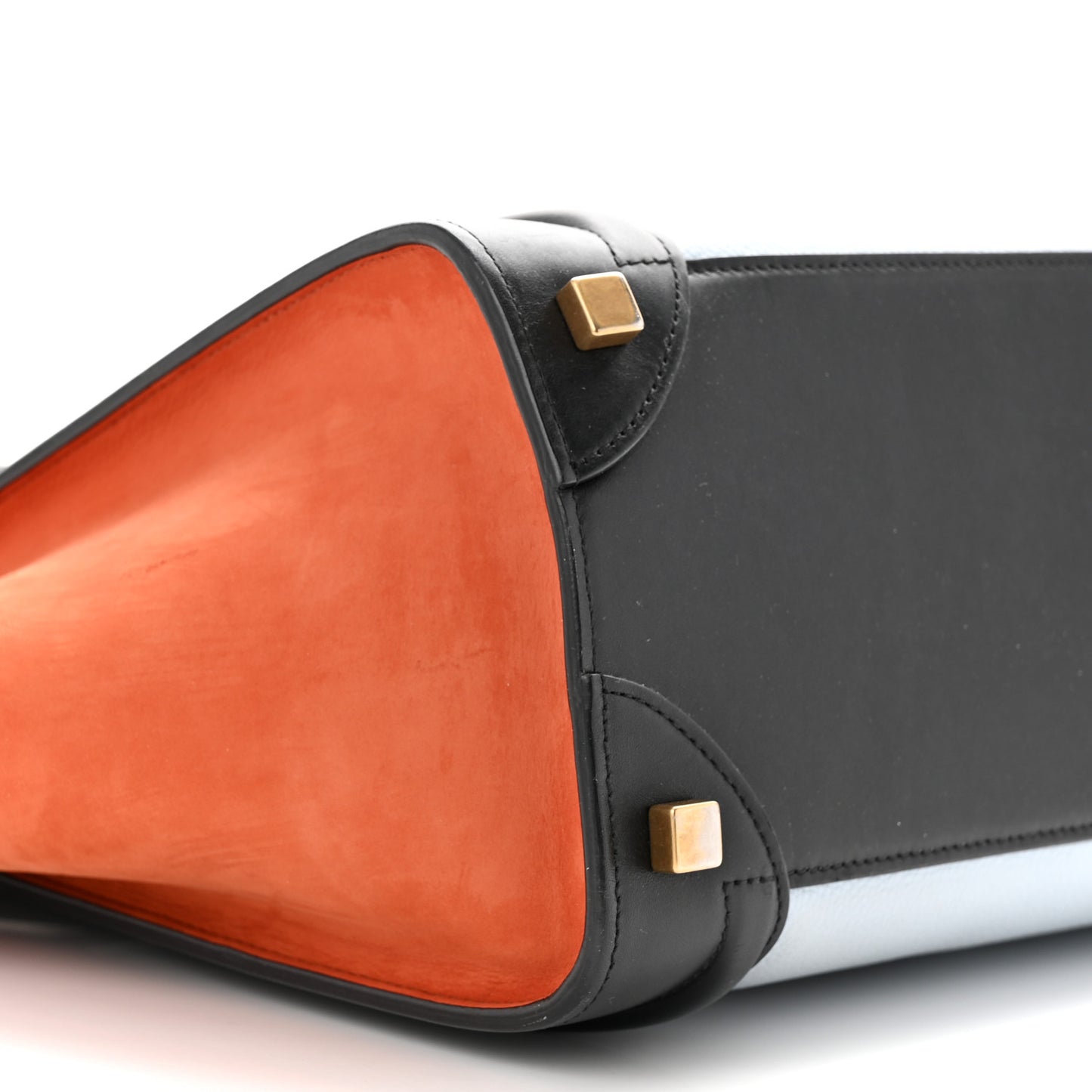 Drummed Calfskin Nubuck Mini Bi-Color Luggage Baby Blue Burnt Orange