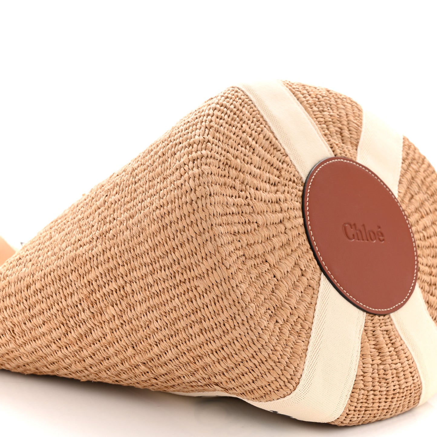 Raffia Large Woody Basket Bag White