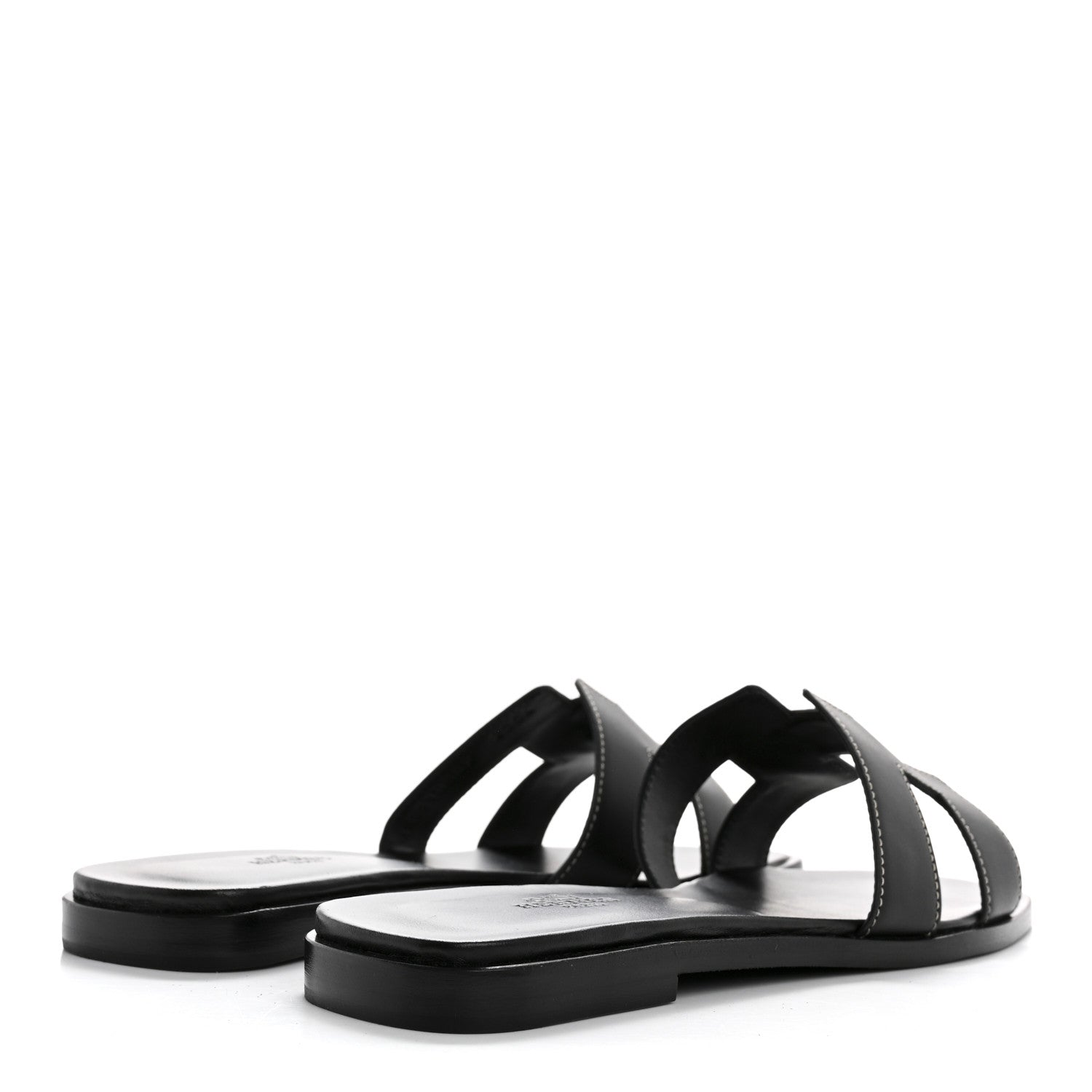 Hermes Box Calfskin Oran Sandals 38 Black 5 of 9