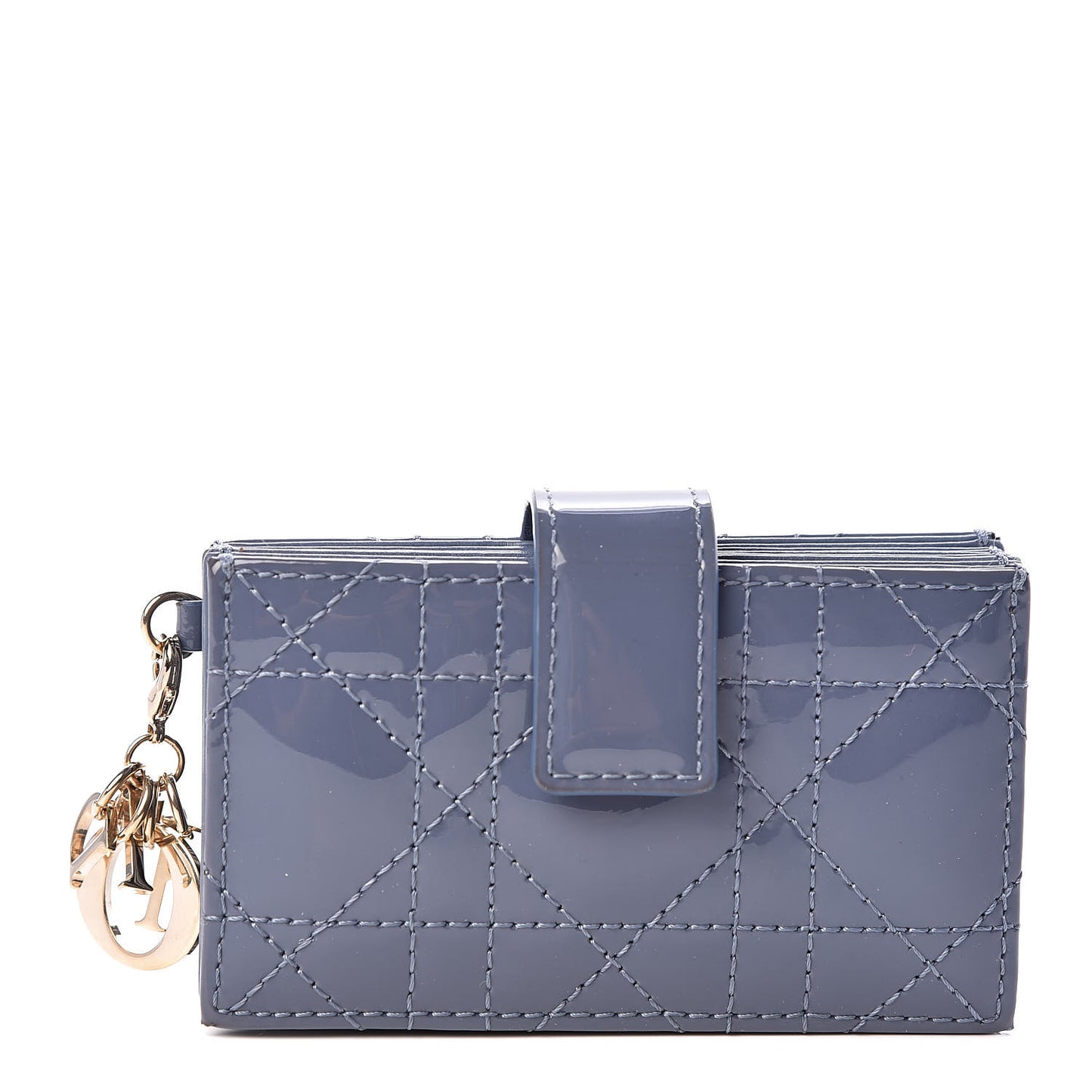 Patent Cannage Lady Dior 5-Gusset Card Holder Blue