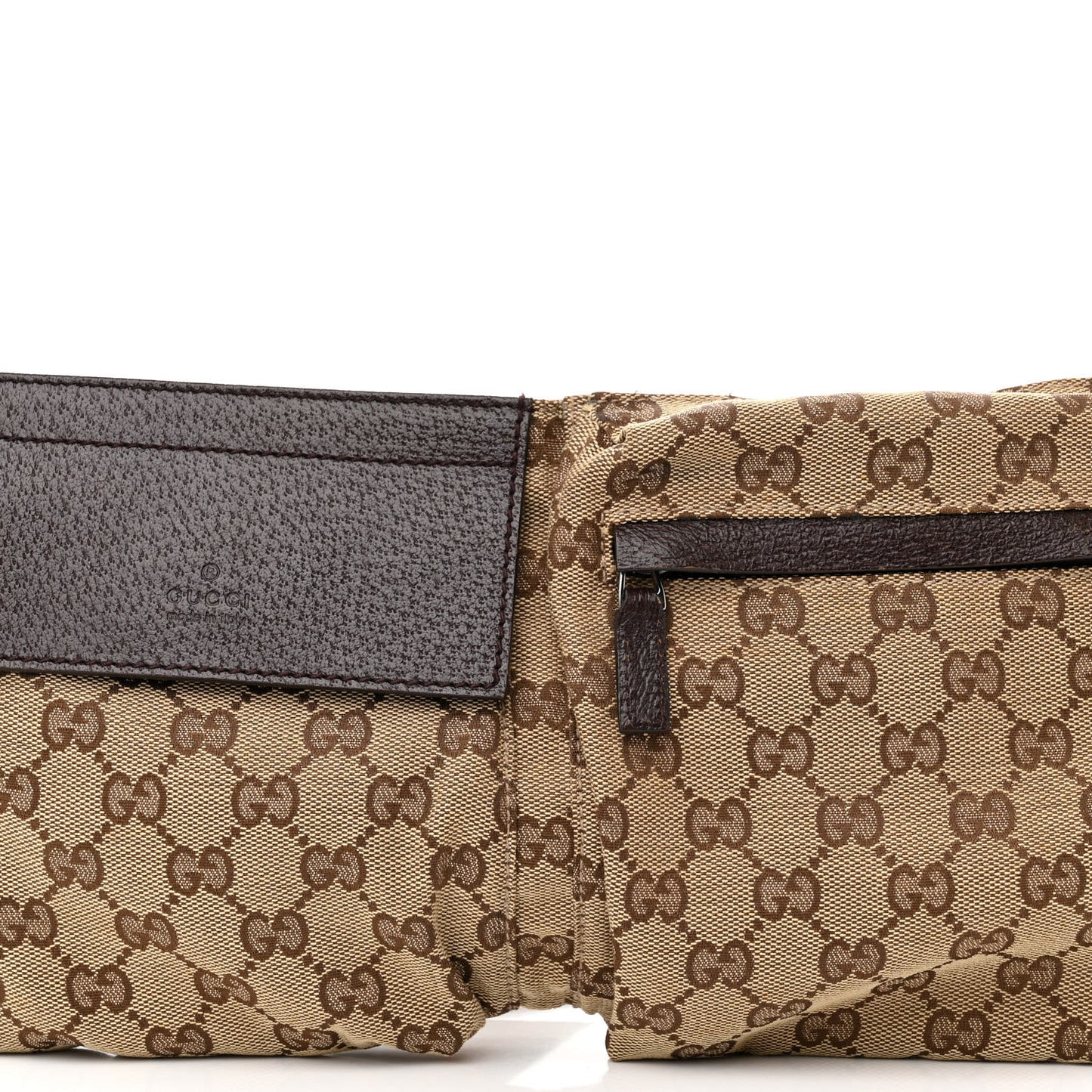 GG Monogram Web Double Pocket Belt Bag Dark Brown