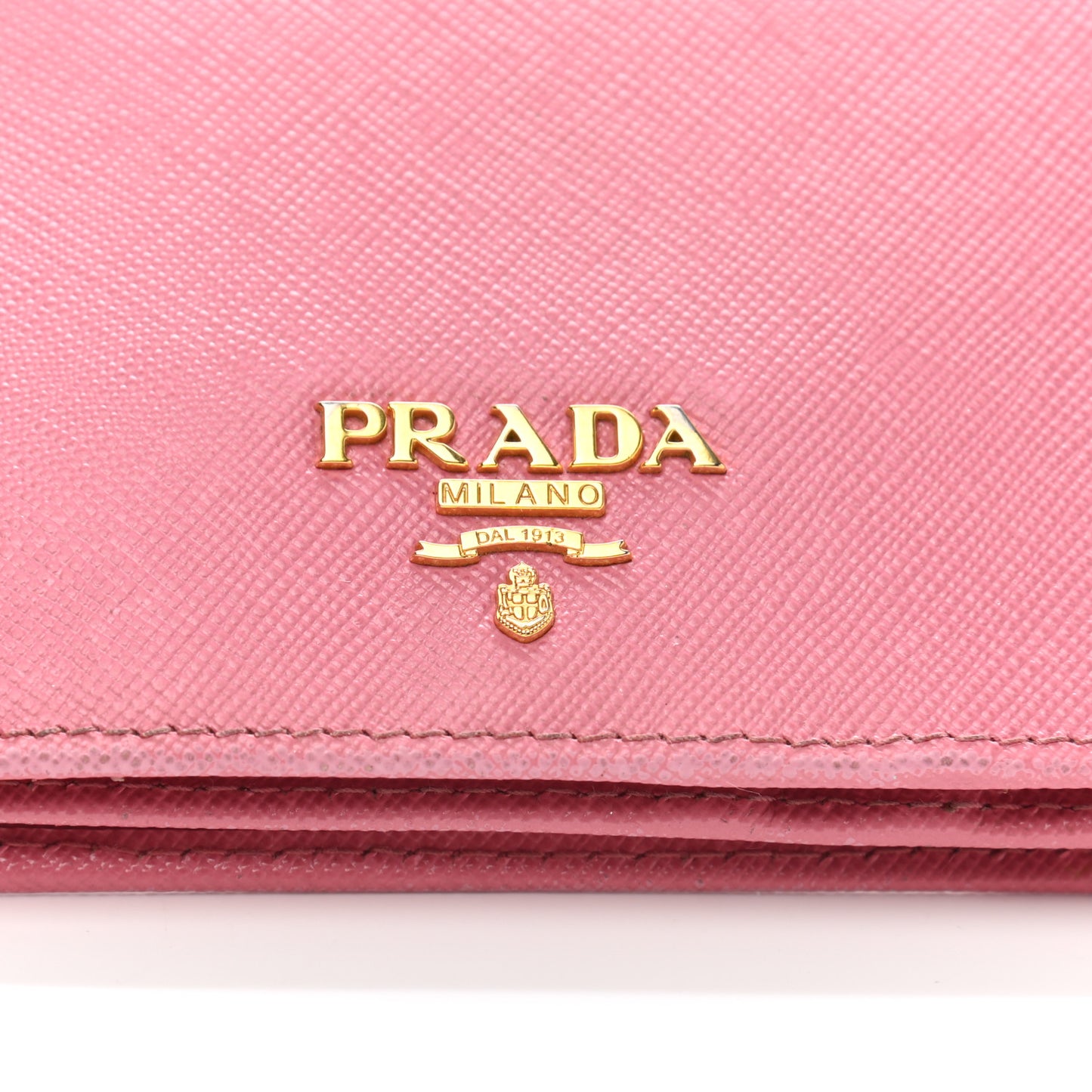 Saffiano Metal Compact Snap Bi-Fold Wallet Petalo