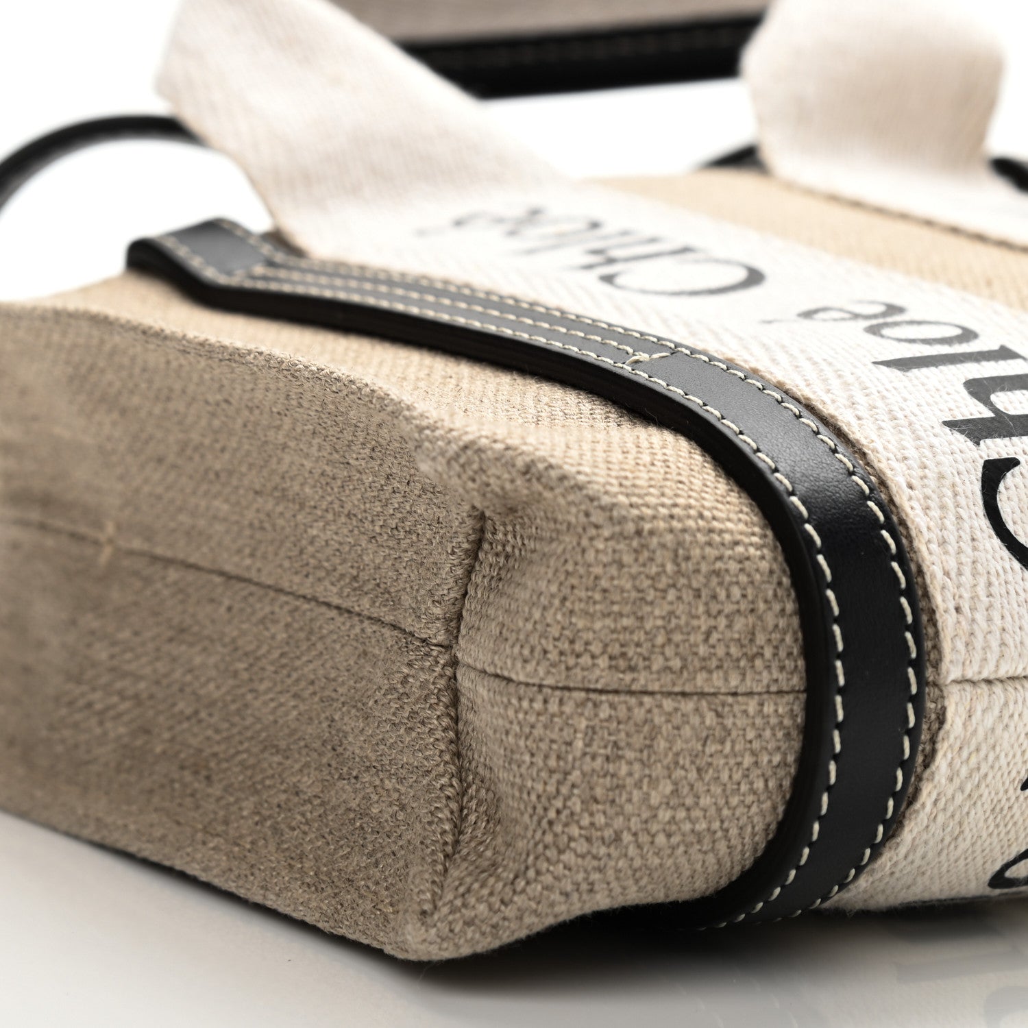 Chloe Cotton Calfskin Mini Woody Ribbon Tote White Blue 8 of 9