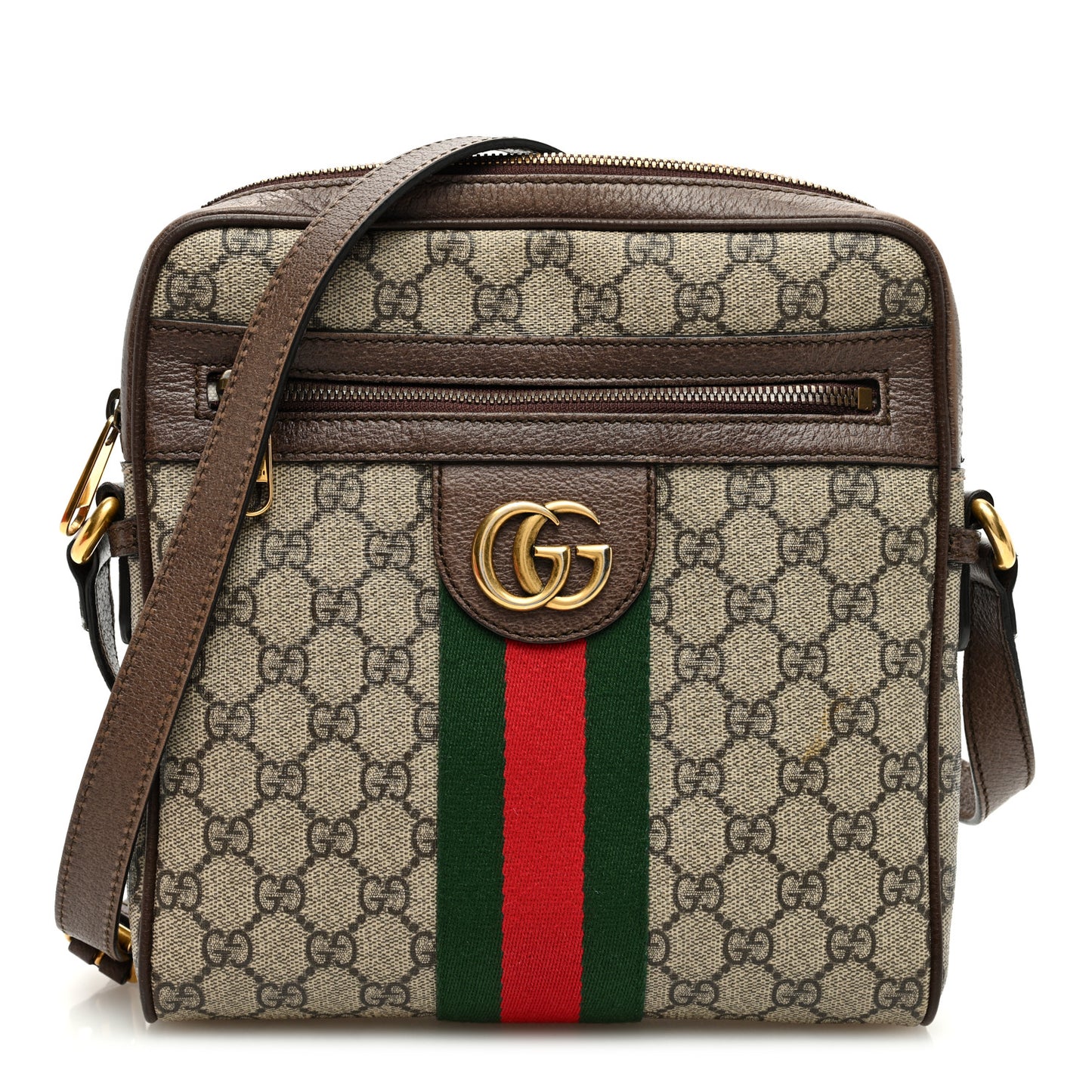 GG Supreme Monogram Web Small Ophidia Messenger Bag Brown