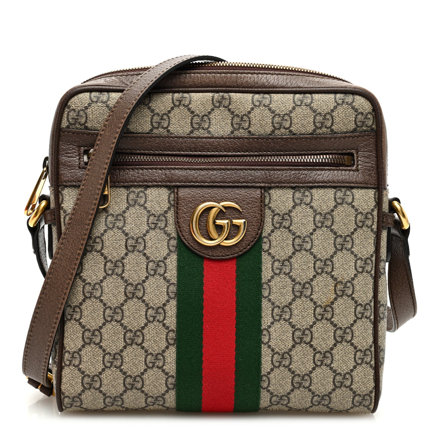 Gucci GG Supreme Monogram Web Small Ophidia Messenger Bag Brown 1 of 10