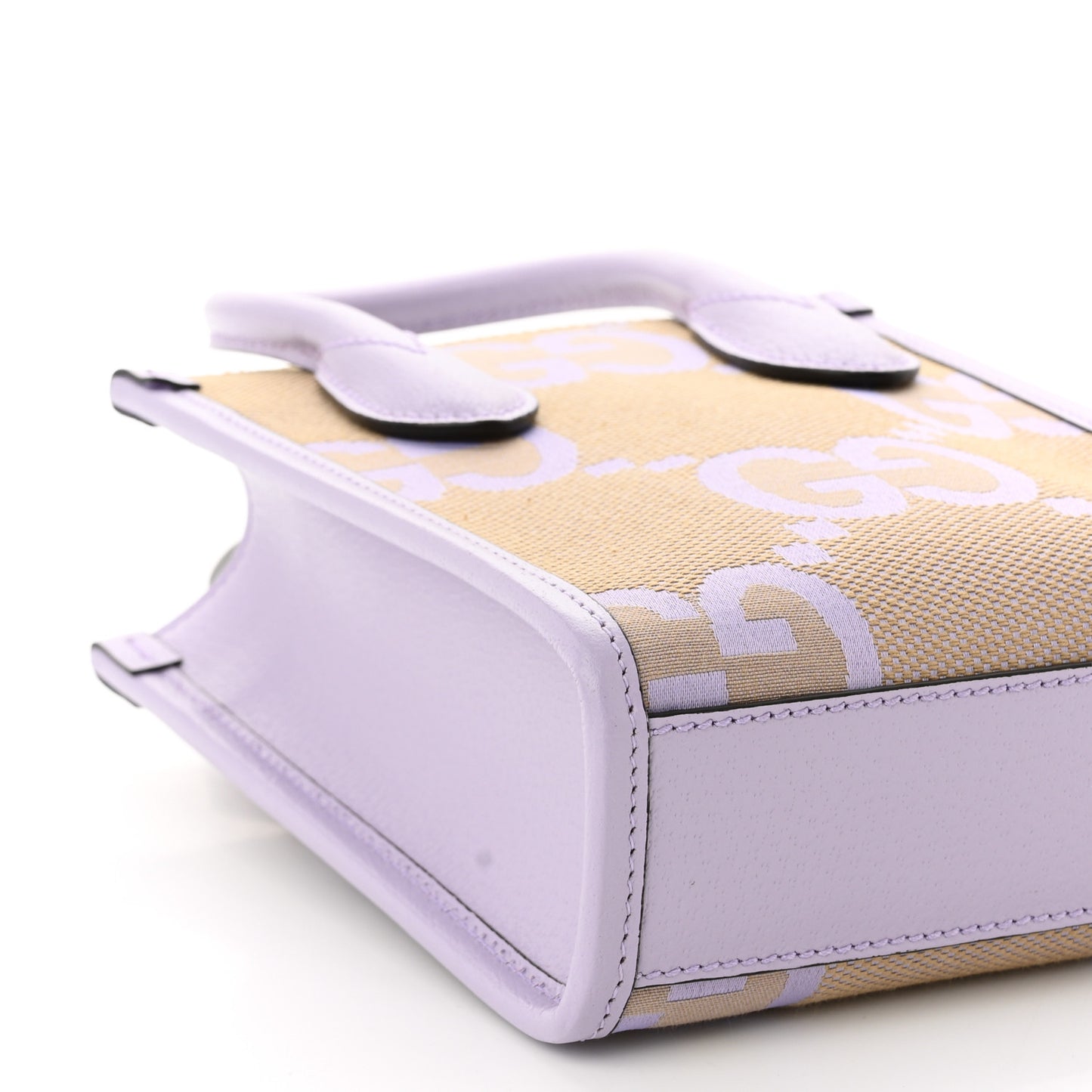 Monogram Jumbo GG Textured Dollar Calfskin Mini Tote Bag Beige Lapis