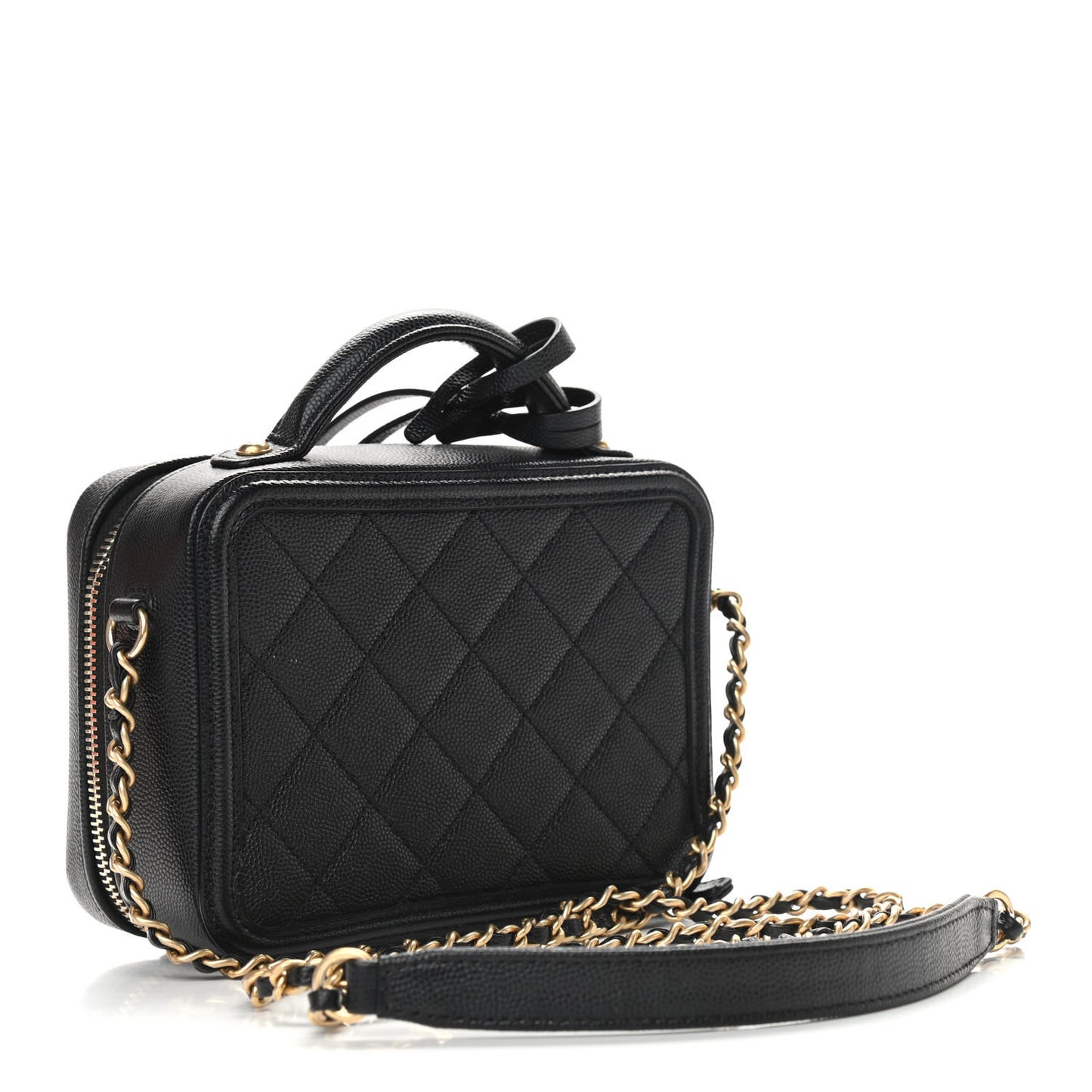 Caviar Quilted Small CC Filigree Vanity Case Black