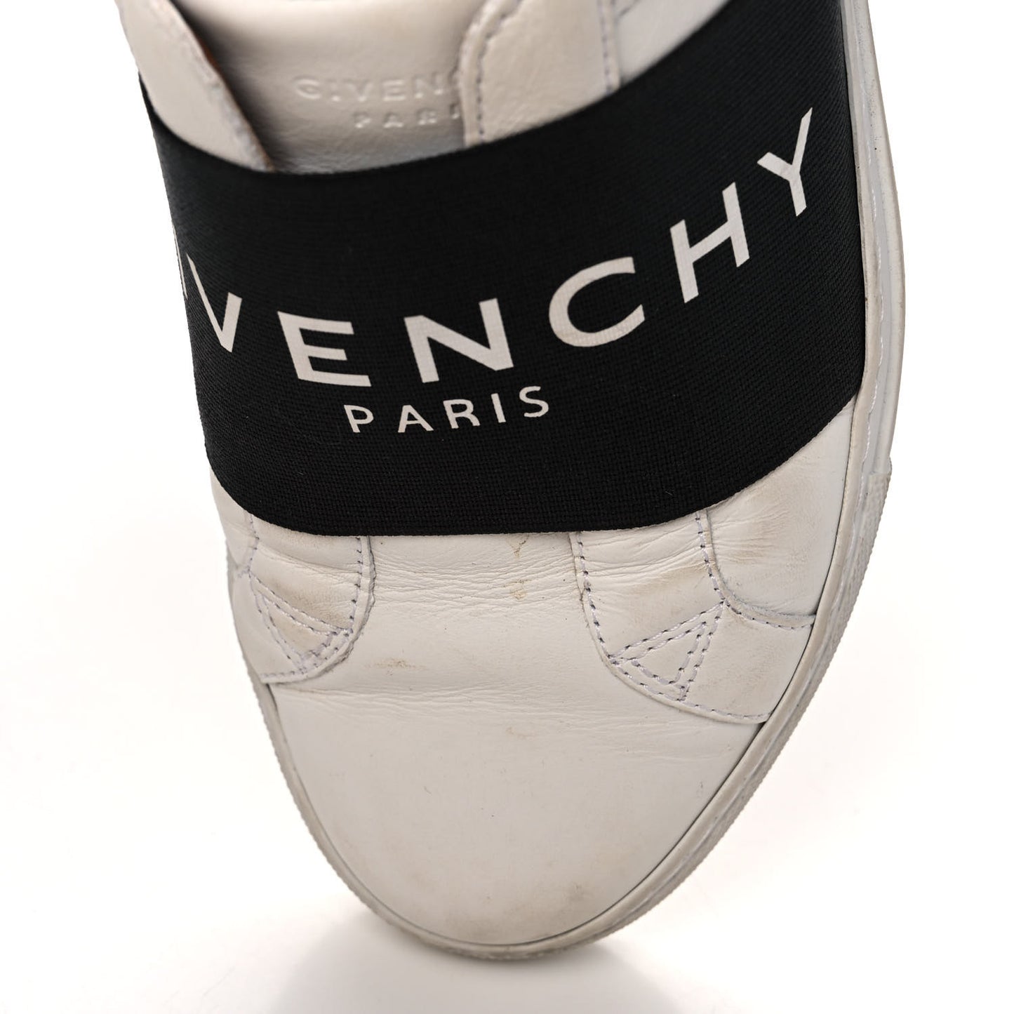 Calfskin Band Logo Womens Urban Street Sneakers 38.5 White Black