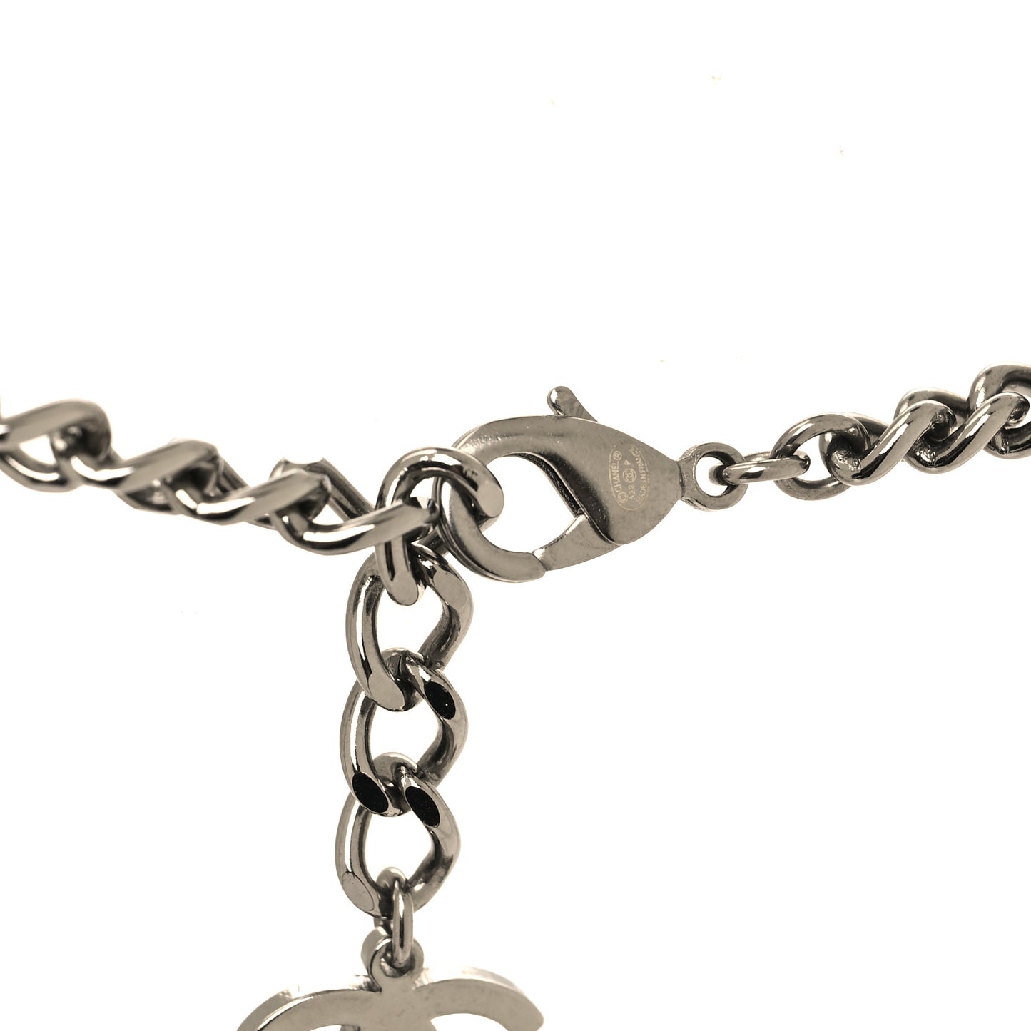 Ruthenium Crystal Chain CC Lucky Charms Choker Silver