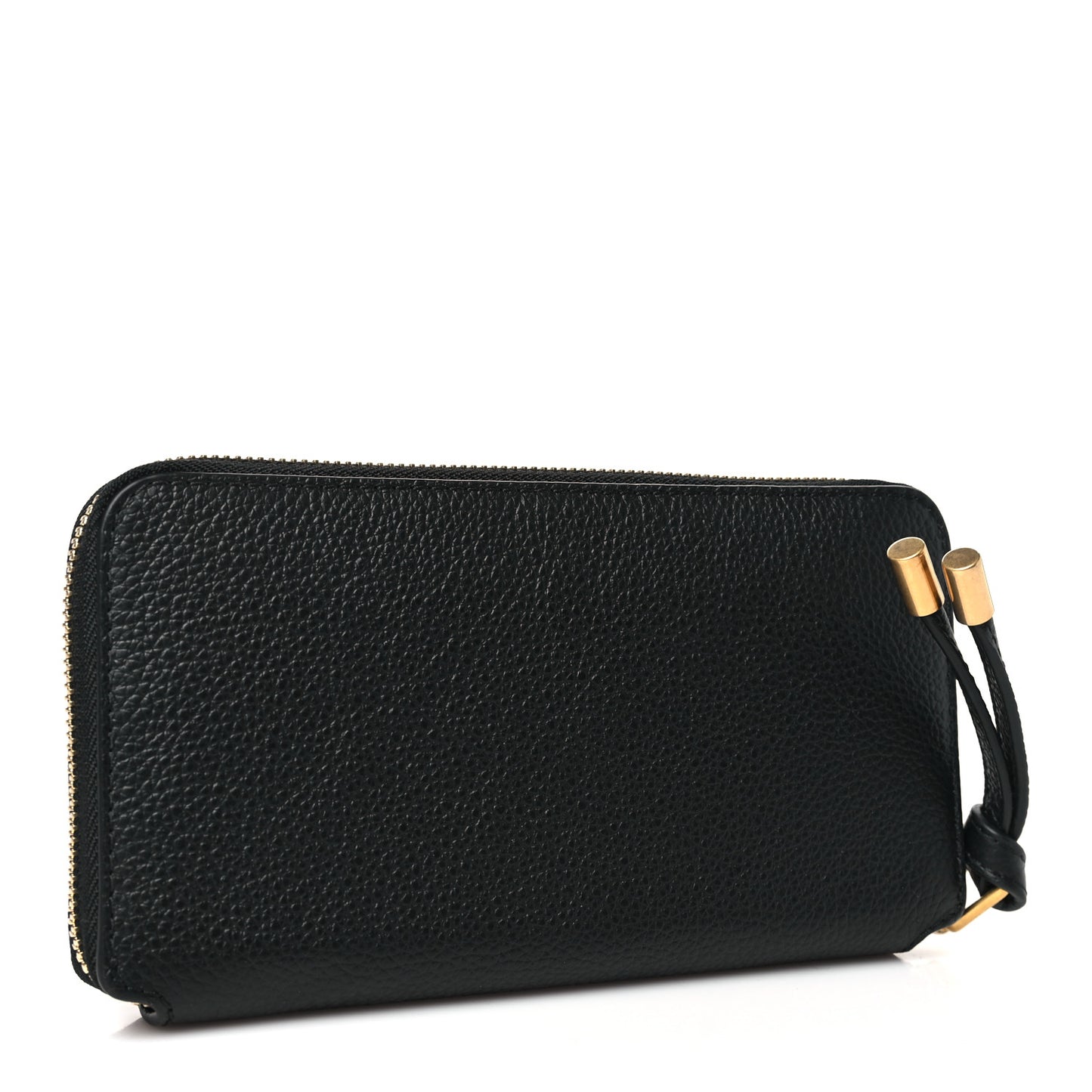 Grained Calfskin Marcie Long Zip Around Wallet Black