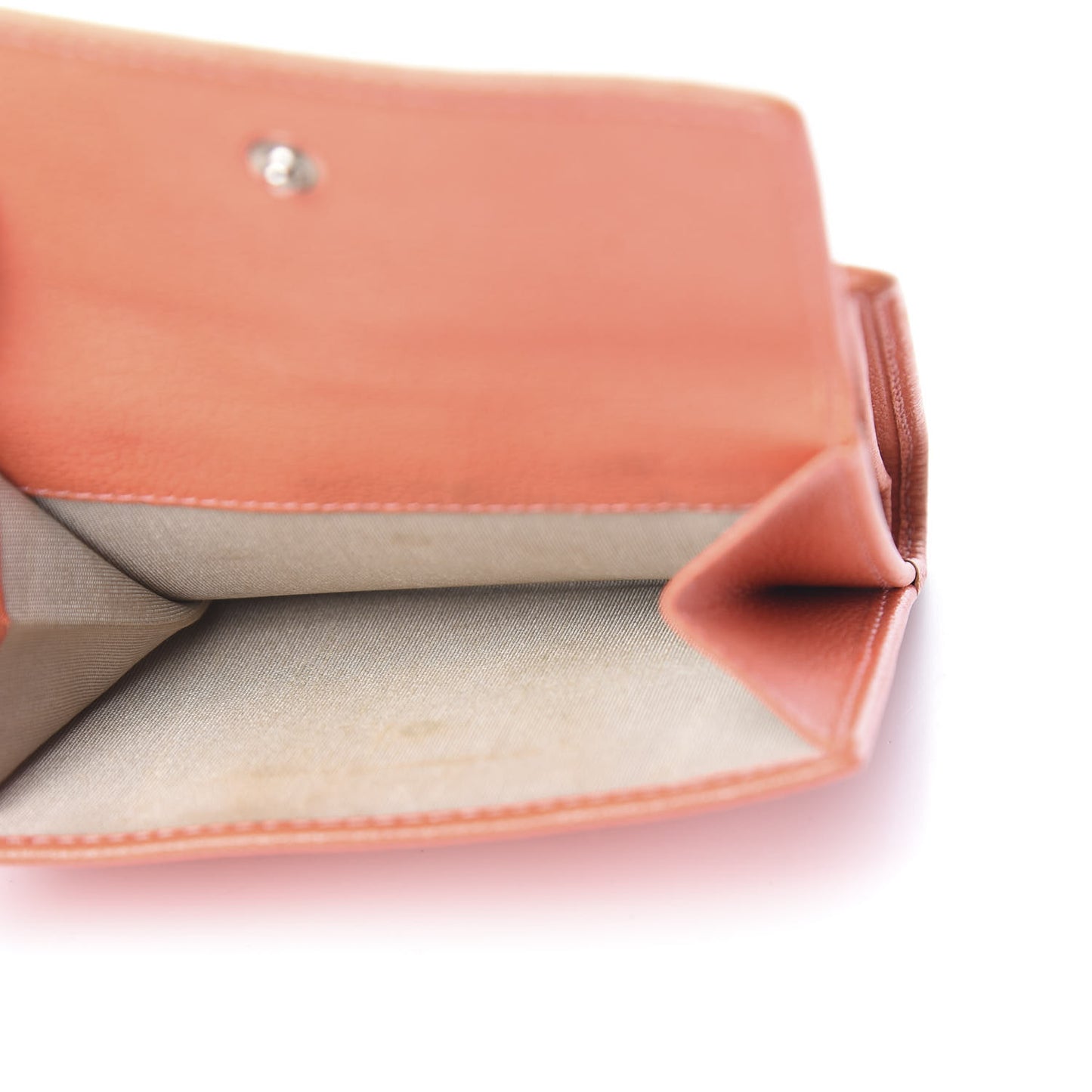 Goatskin Camellia Embossed Card Holder Orange