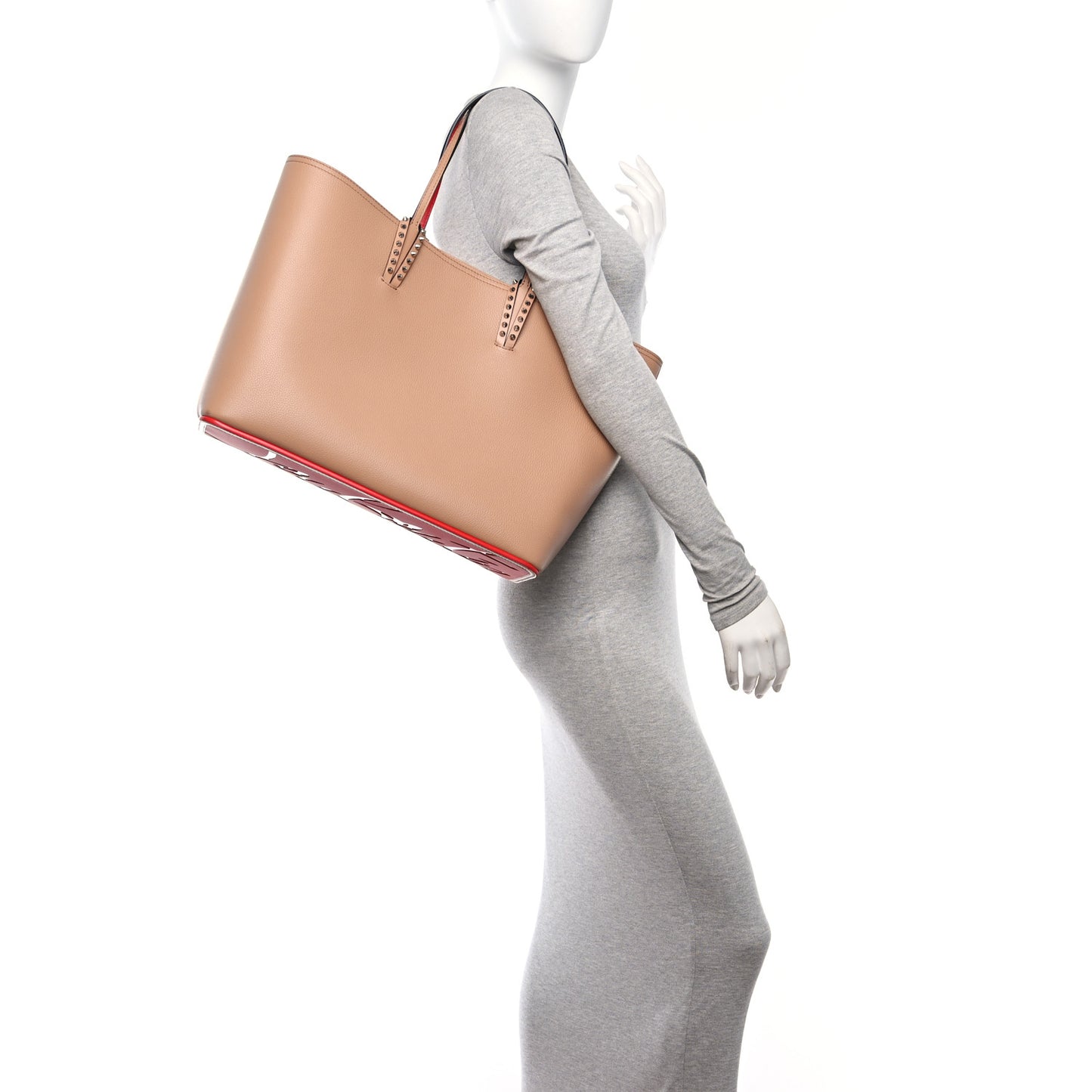 Calfskin Spikes East West Cabata Tote Nude