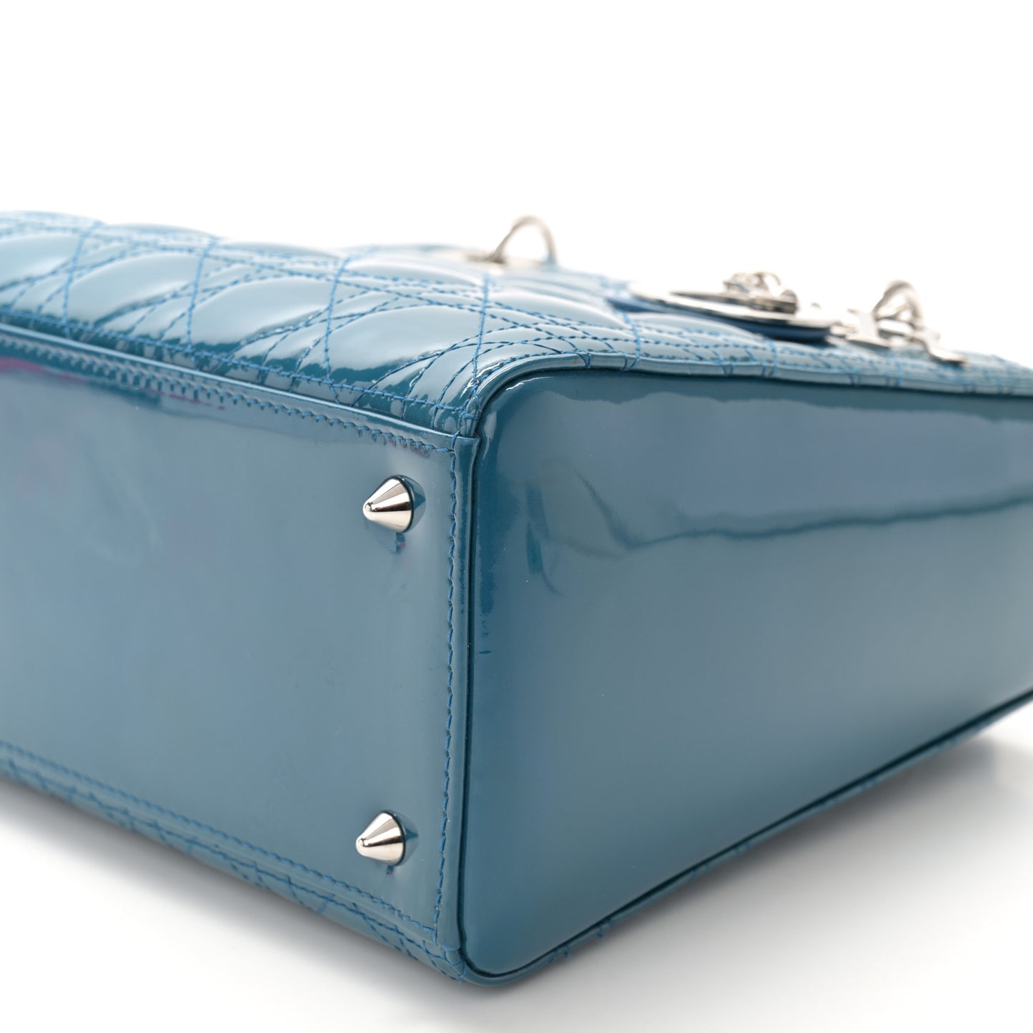 Patent Cannage Medium Lady Dior Blue