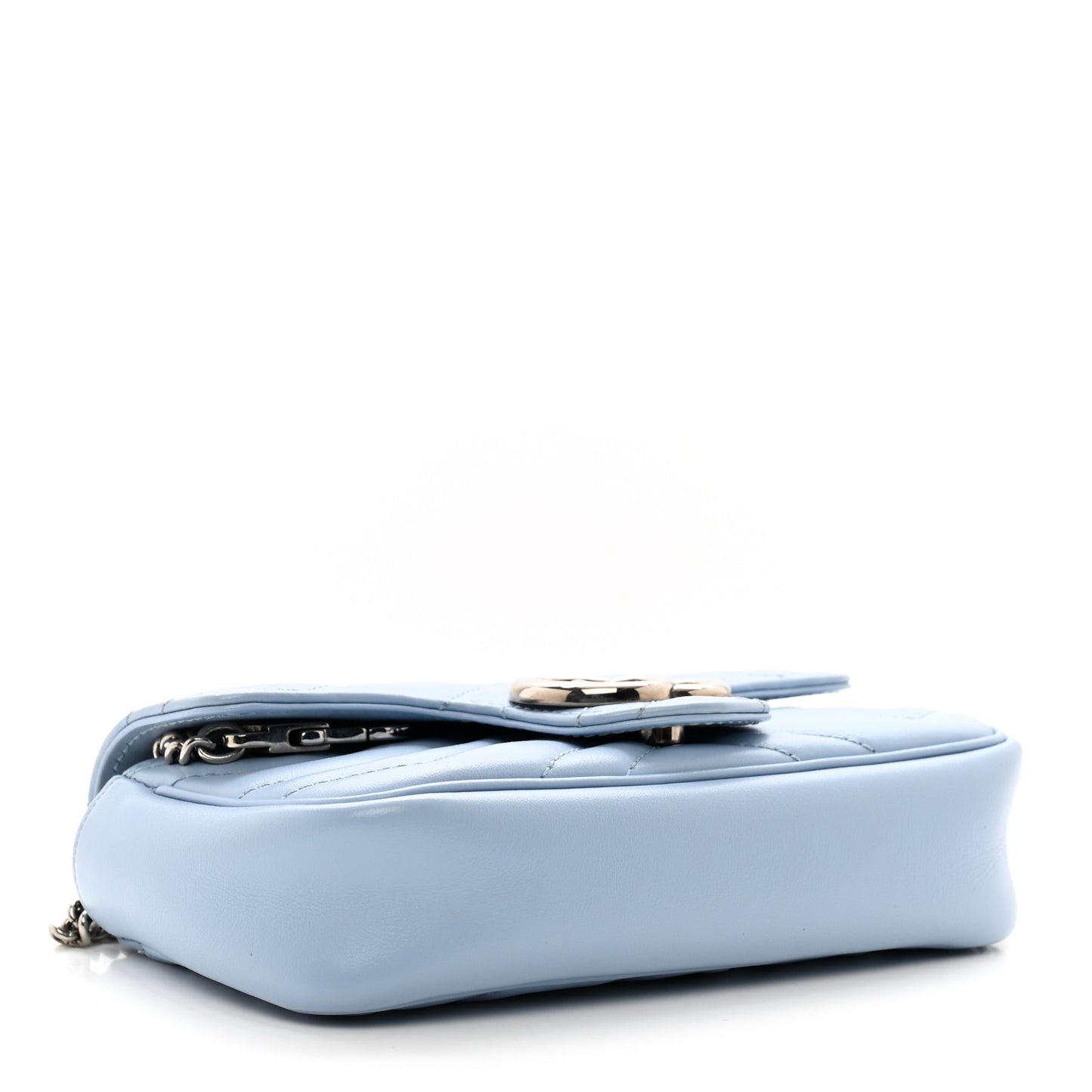 Calfskin Matelasse Super Mini GG Marmont Shoulder Bag Porcelain Light Blue