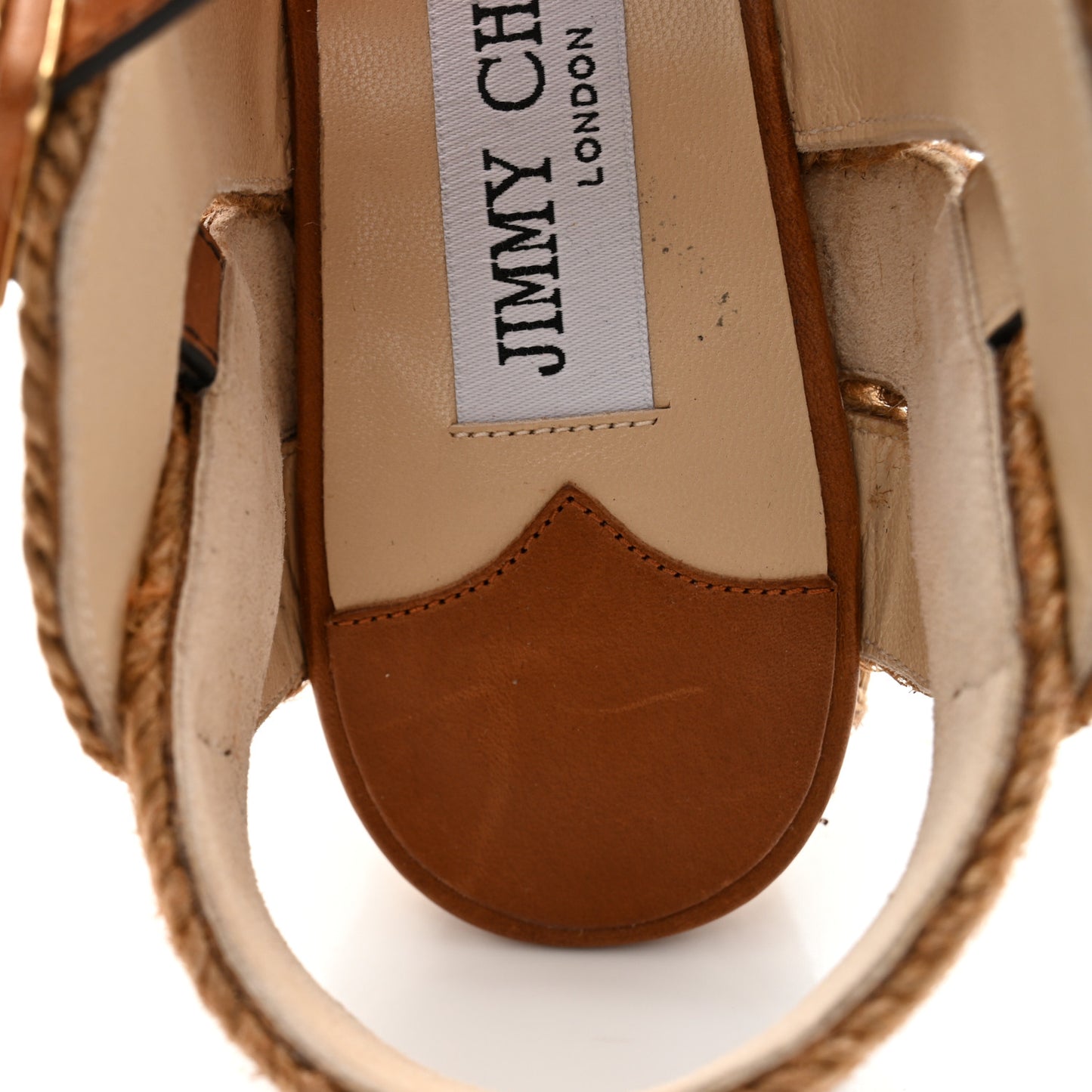 Calfskin Espadrille Delphi 100 Wedge Sandals 39.5 Cuoio