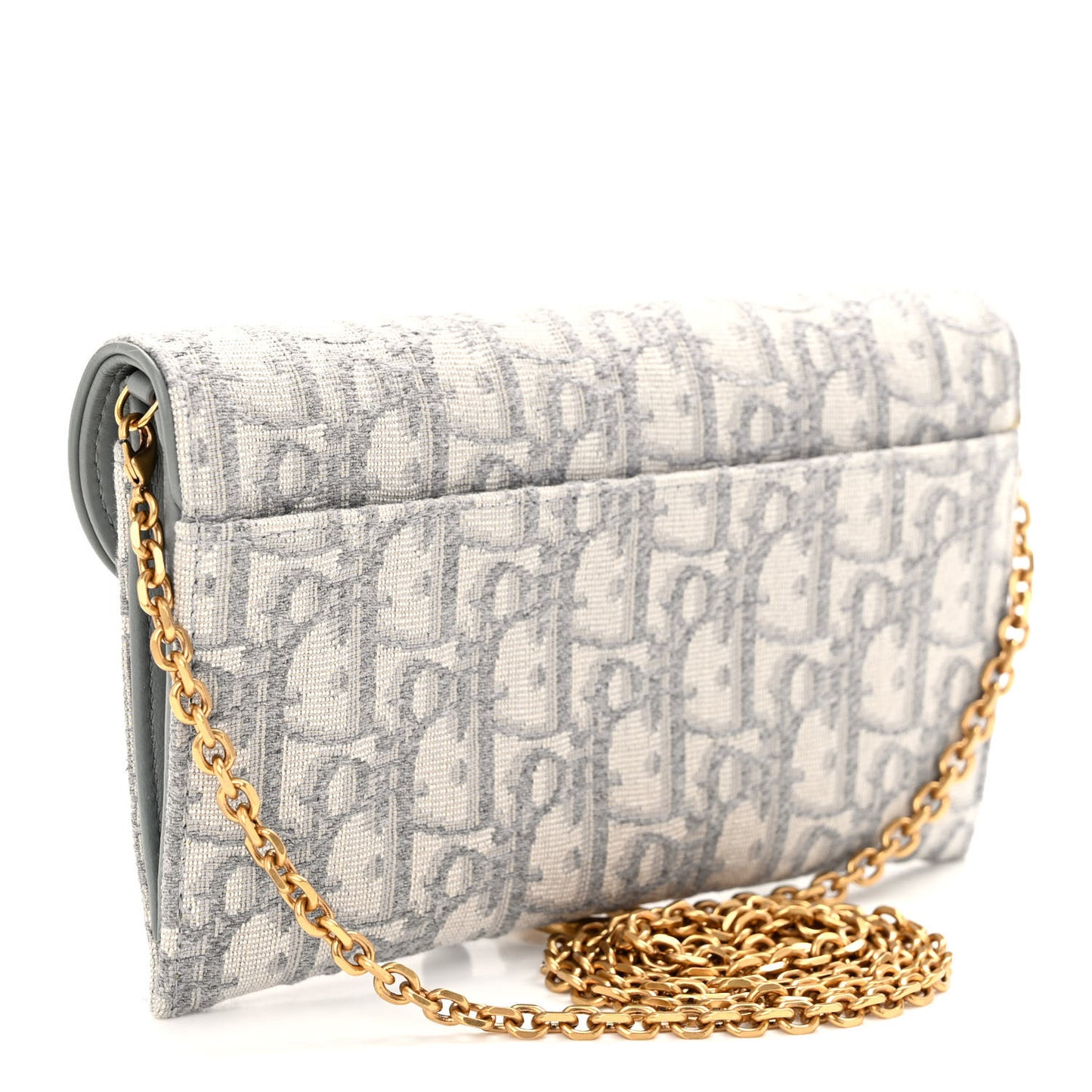 Oblique Saddle Chain Long Wallet Grey