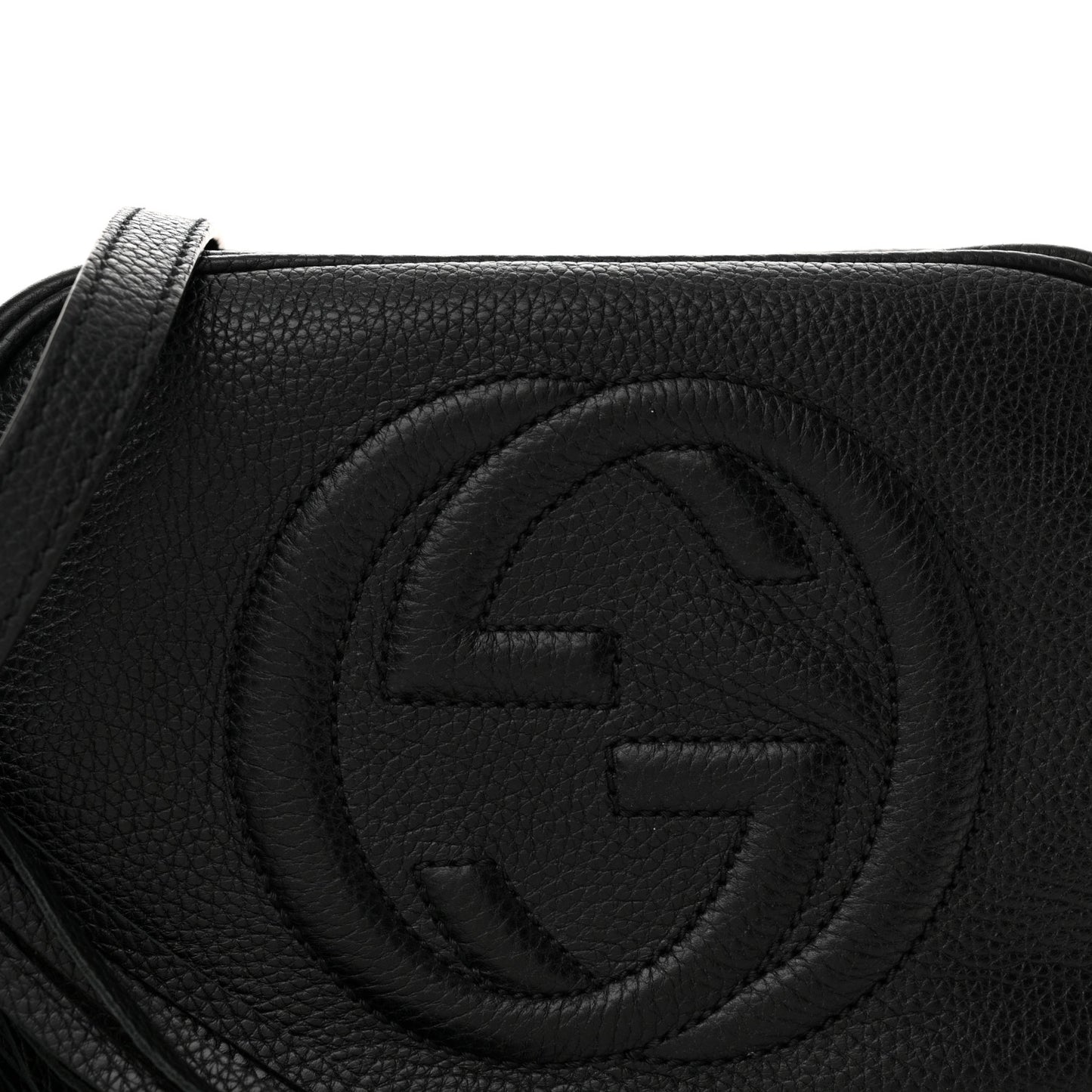 Pebbled Calfskin Small Soho Disco Bag Black