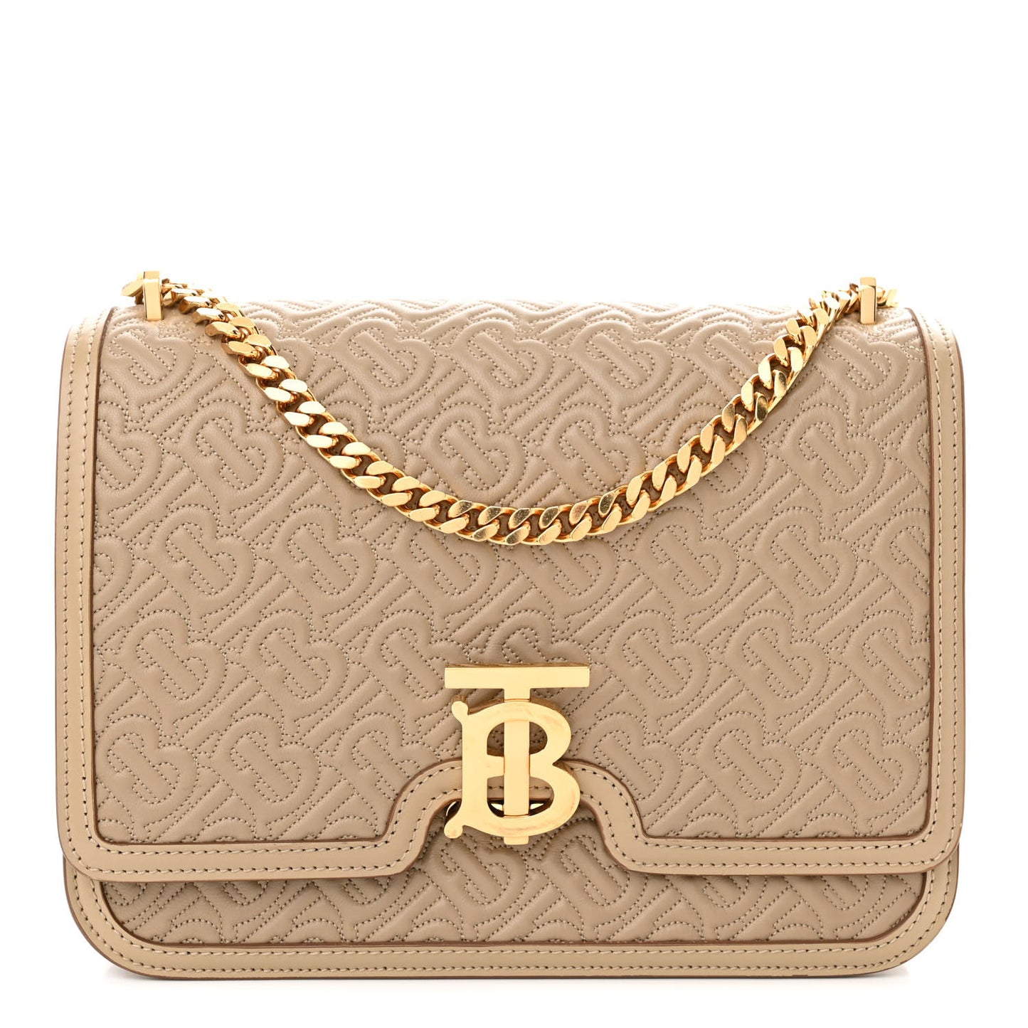Calfskin Monogram Embossed Medium TB Chain Bag Honey