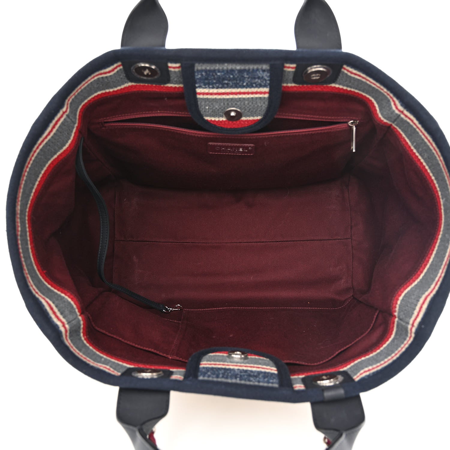 Chanel Striped Canvas Medium Deauville Tote Beige 5 of 11